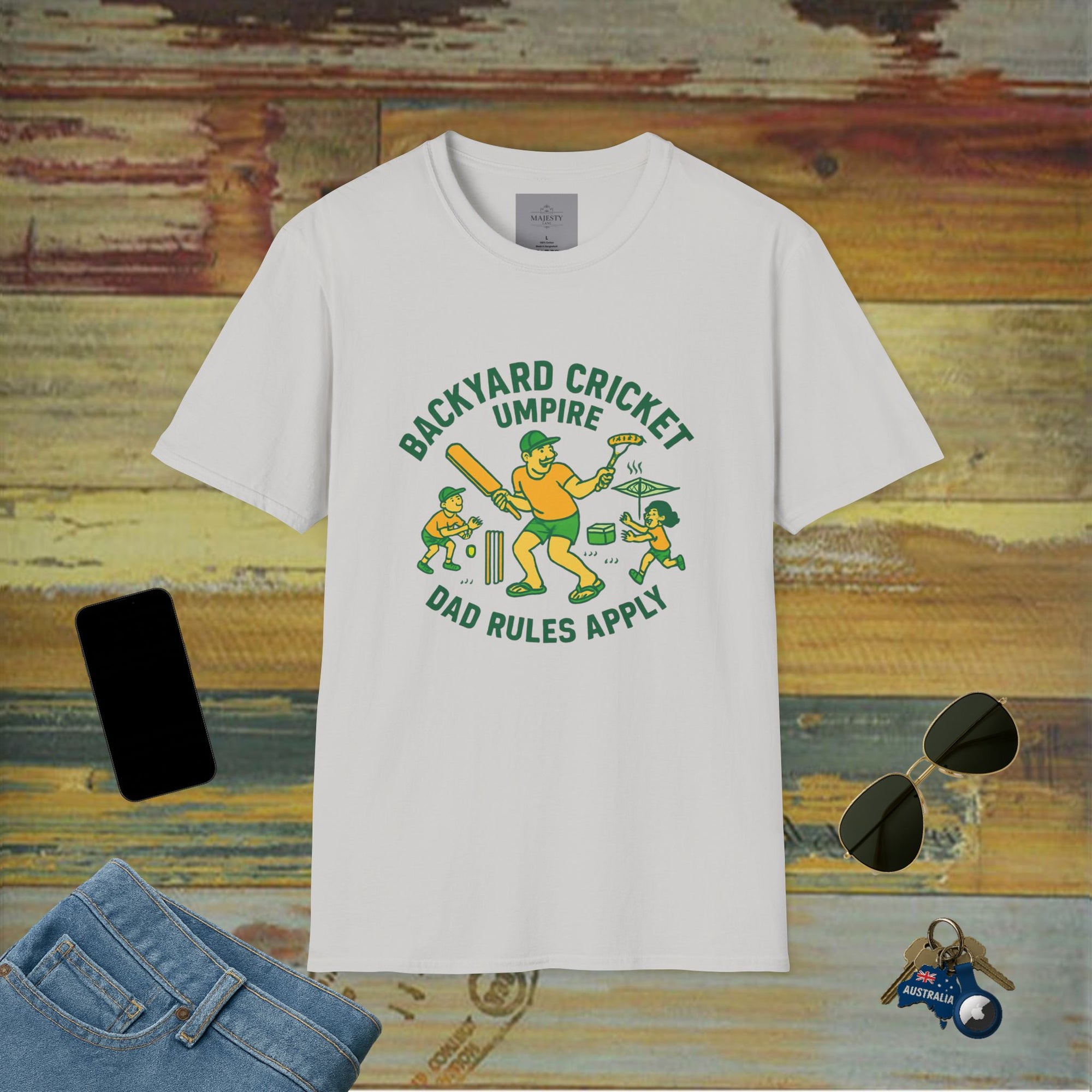 Backyard Cricket Umpire Dad T-Shirt, Softstyle Tee