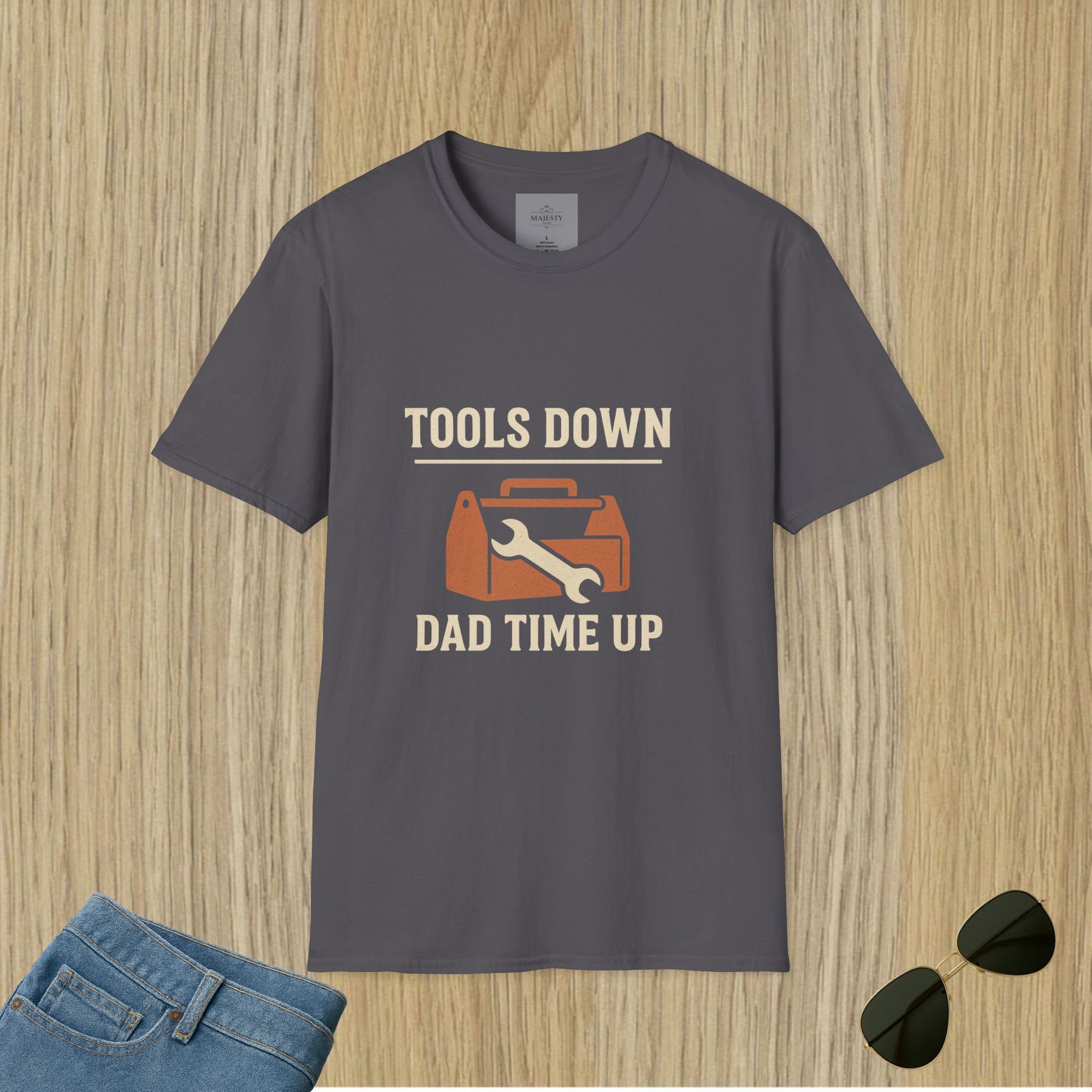 Tools Down Dad Time Up T-Shirt, Softstyle Tee