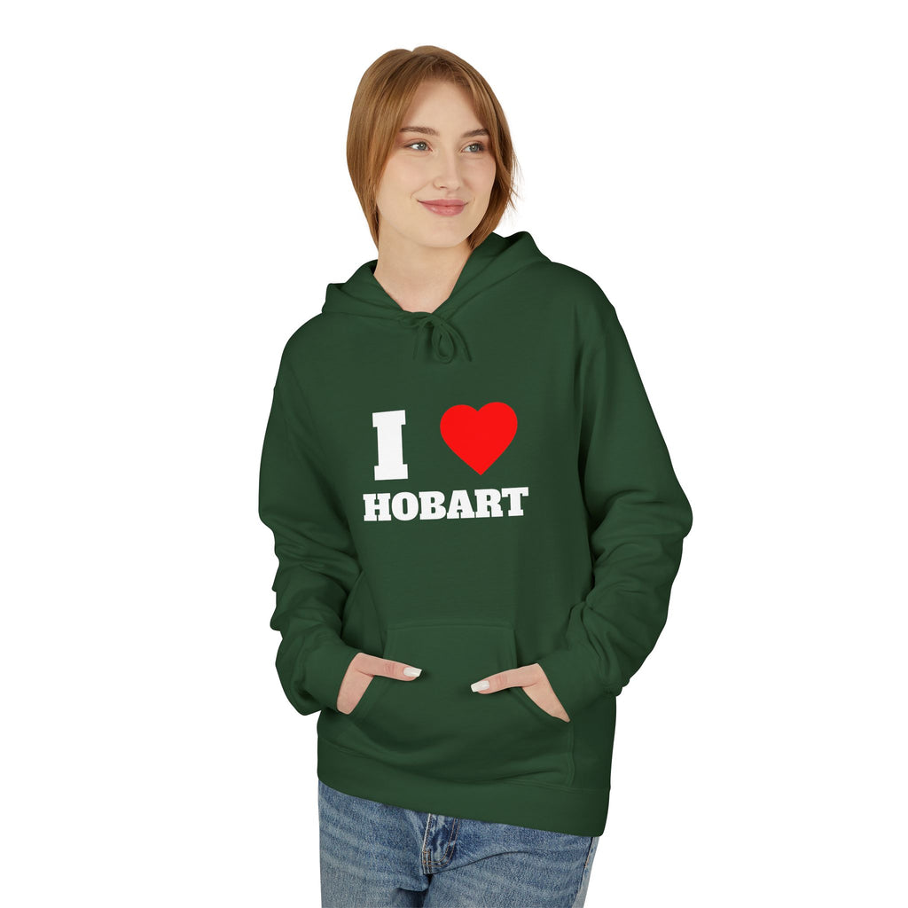'I Love Hobart' Unisex Softstyle Fleece Hoodie, Cozy Gift, Streetwear, Unique Fashion, Casual Wear, Lounge Essential