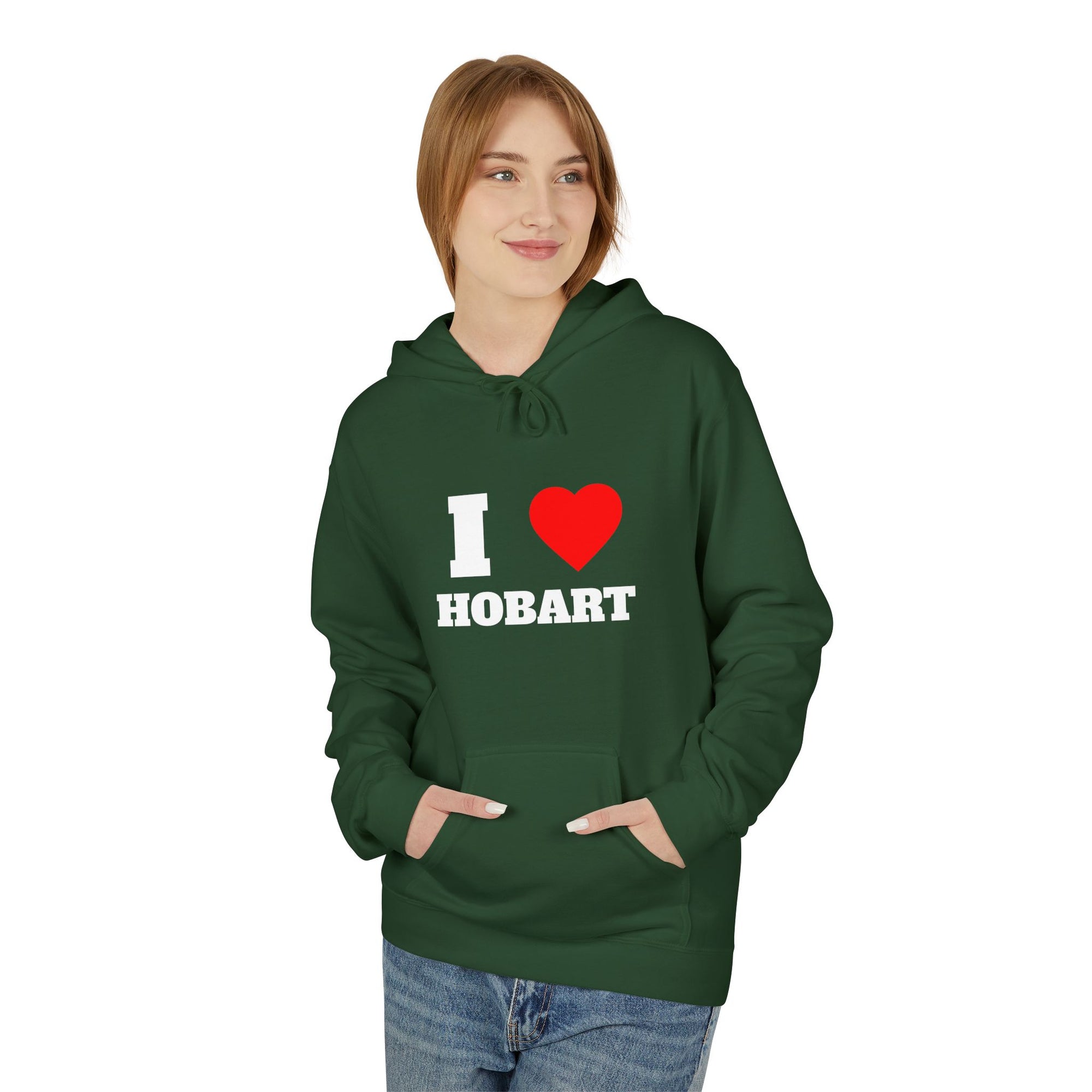 'I Love Hobart' Unisex Softstyle Fleece Hoodie, Cozy Gift, Streetwear, Unique Fashion, Casual Wear, Lounge Essential