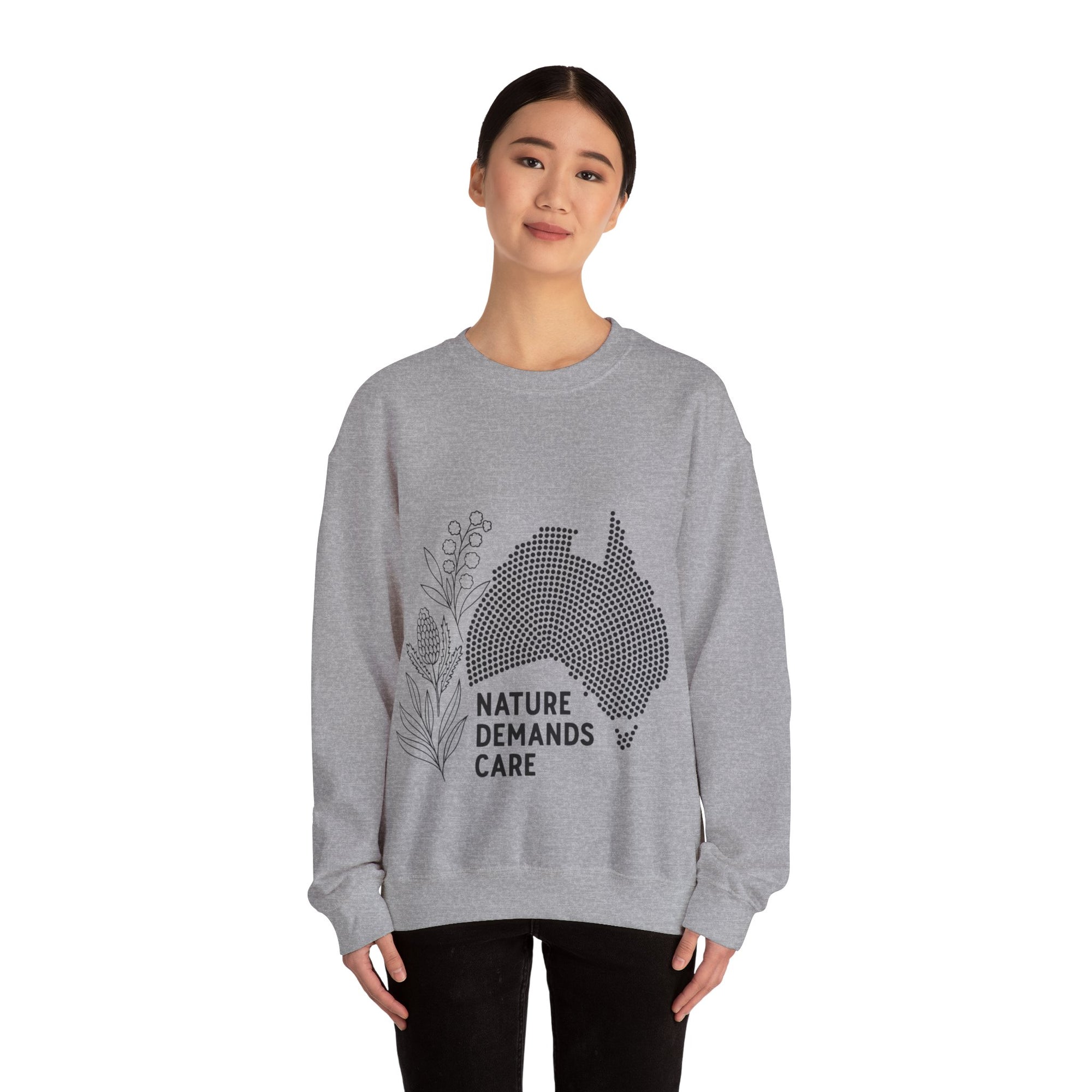 Nature Demands Care Unisex Crewneck Sweatshirt | Cozy Gift for Travelers, Fashion Lovers, Tasmania Souvenir, Comfortable Sweatshirt, [...]