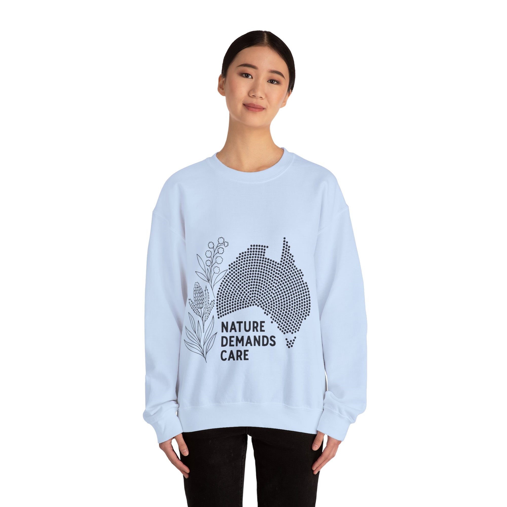 Nature Demands Care Unisex Crewneck Sweatshirt | Cozy Gift for Travelers, Fashion Lovers, Tasmania Souvenir, Comfortable Sweatshirt, [...]