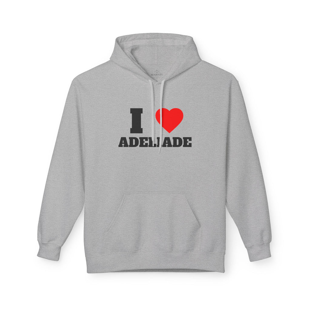 'I Love Adeliade' Unisex Softstyle Fleece Hoodie, Cozy Gift, Streetwear, Unique Fashion, Casual Wear, Lounge Essential