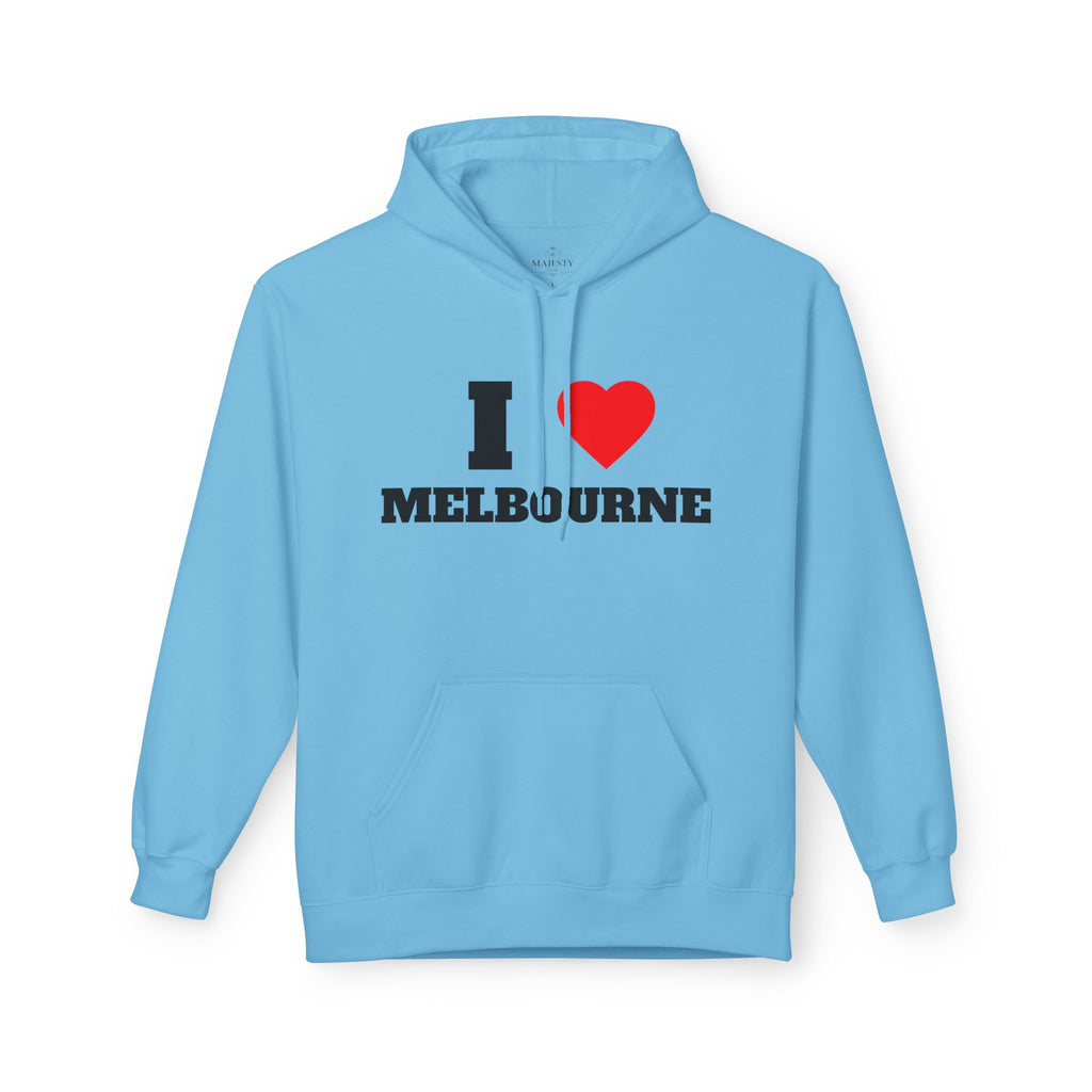 'I Love Melbourne' Unisex Softstyle Fleece Hoodie, Cozy Gift, Streetwear, Unique Fashion, Casual Wear, Lounge Essential