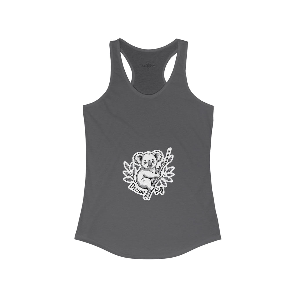 Dream Big Koala Racerback Tank, Bohemian Style Top, Summer Attire, Casual Wear, Gift for Her, Festival Clothing