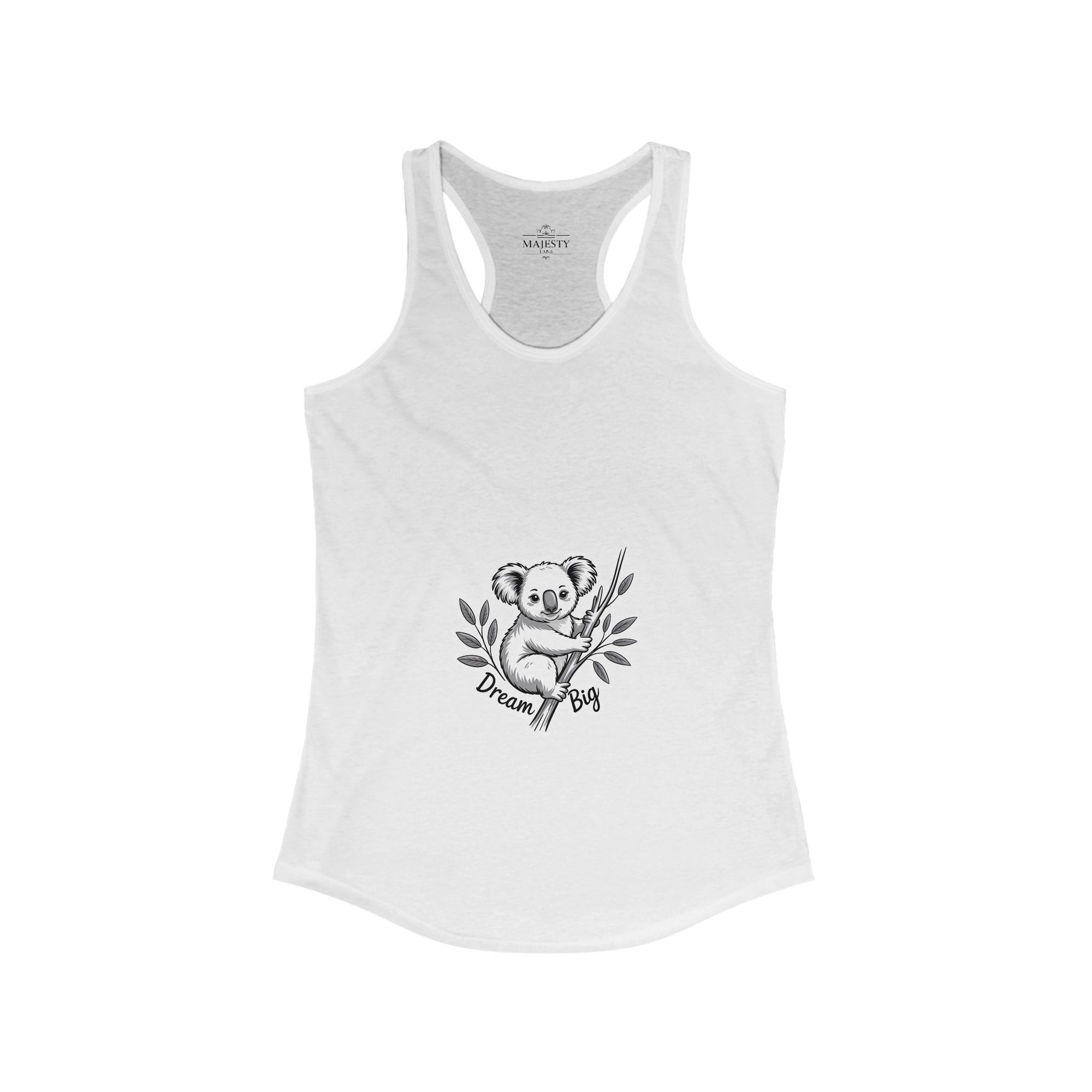 Dream Big Koala Racerback Tank, Bohemian Style Top, Summer Attire, Casual Wear, Gift for Her, Festival Clothing