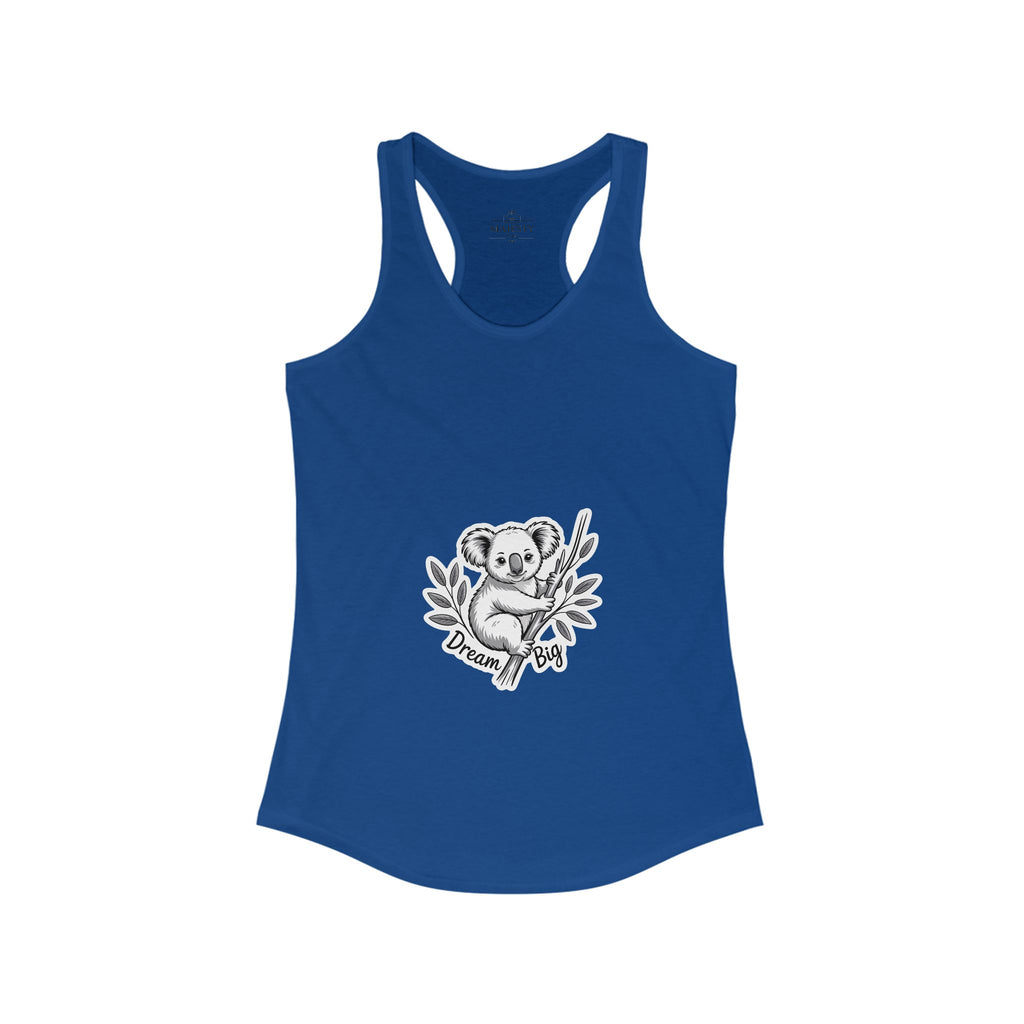 Dream Big Koala Racerback Tank, Bohemian Style Top, Summer Attire, Casual Wear, Gift for Her, Festival Clothing