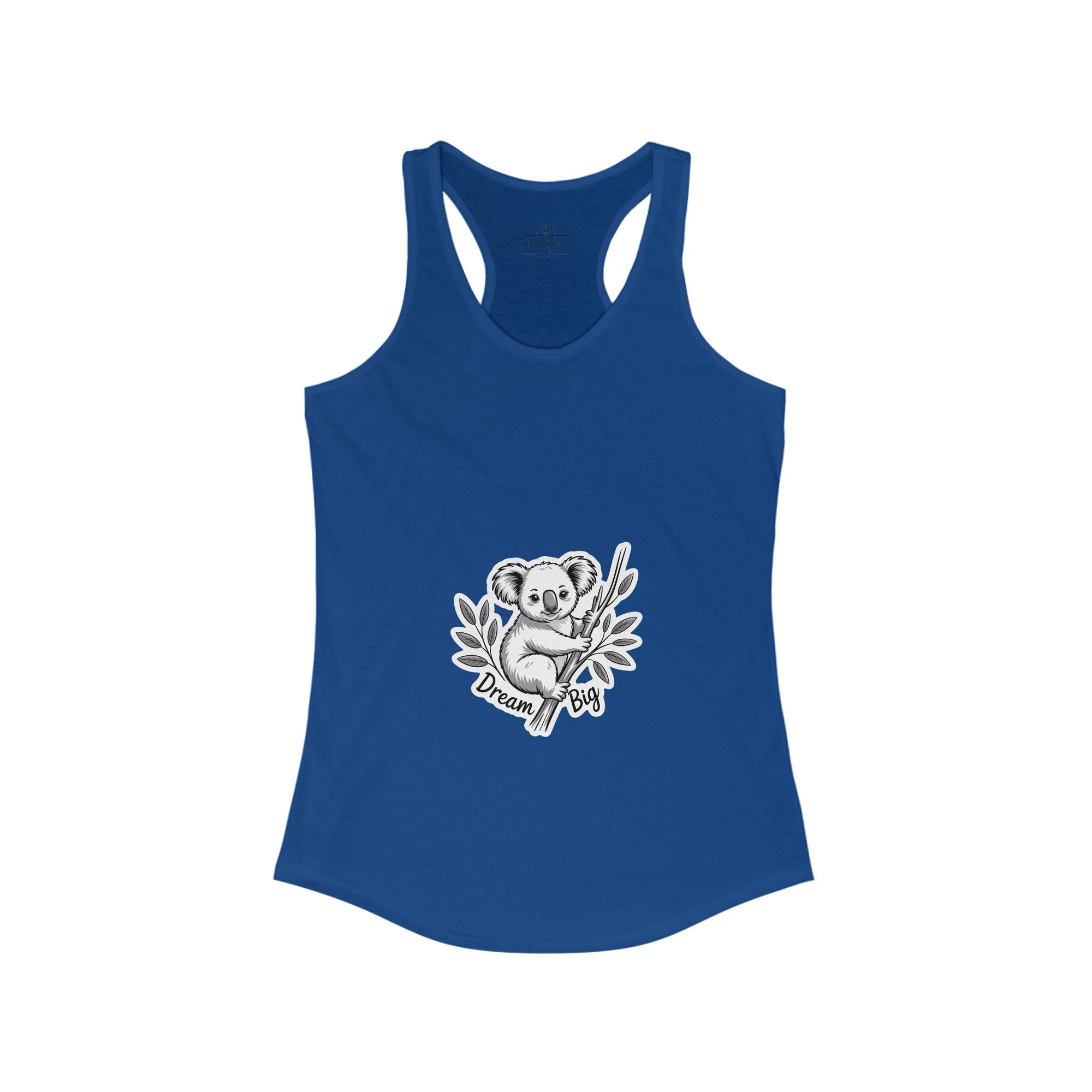 Dream Big Koala Racerback Tank, Bohemian Style Top, Summer Attire, Casual Wear, Gift for Her, Festival Clothing