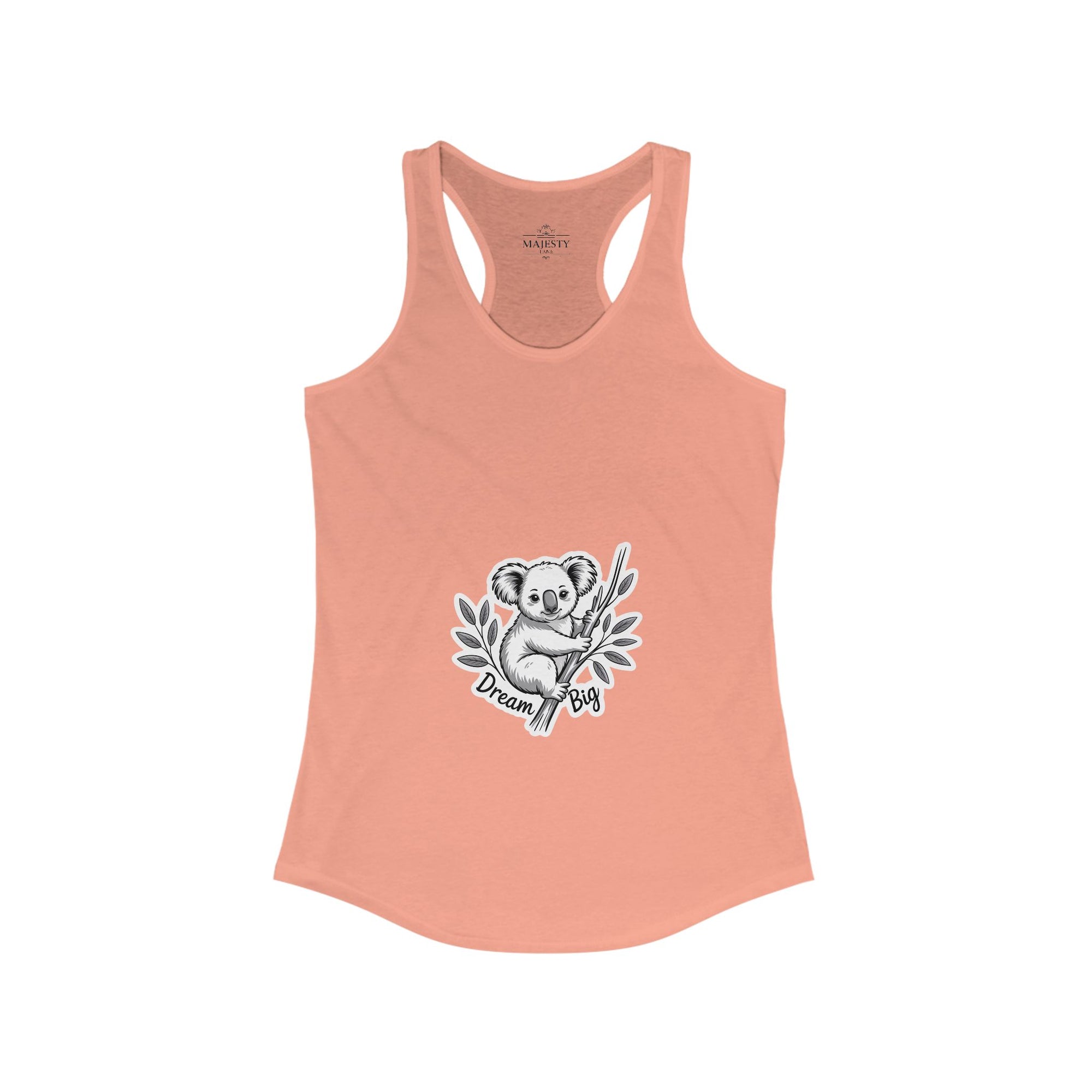 Dream Big Koala Racerback Tank, Bohemian Style Top, Summer Attire, Casual Wear, Gift for Her, Festival Clothing