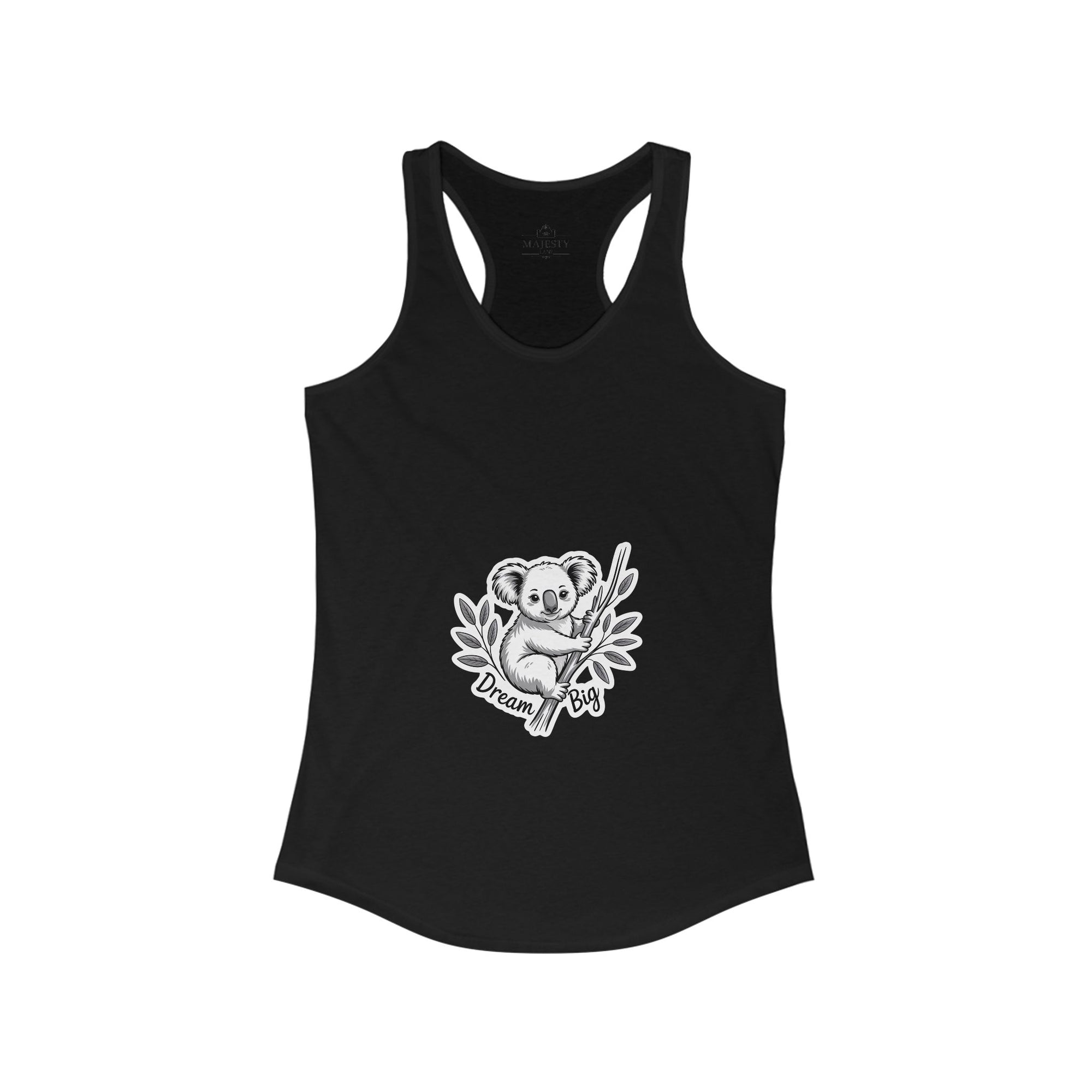 Dream Big Koala Racerback Tank, Bohemian Style Top, Summer Attire, Casual Wear, Gift for Her, Festival Clothing
