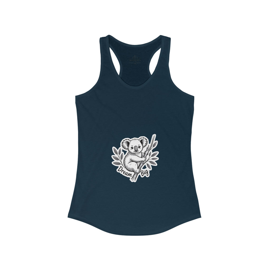 Dream Big Koala Racerback Tank, Bohemian Style Top, Summer Attire, Casual Wear, Gift for Her, Festival Clothing