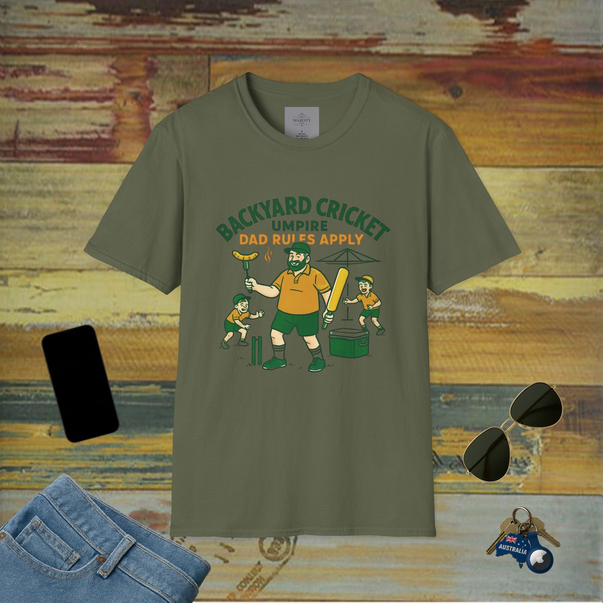 Backyard Cricket Dad Can't Fix T-Shirt, Softstyle Tee