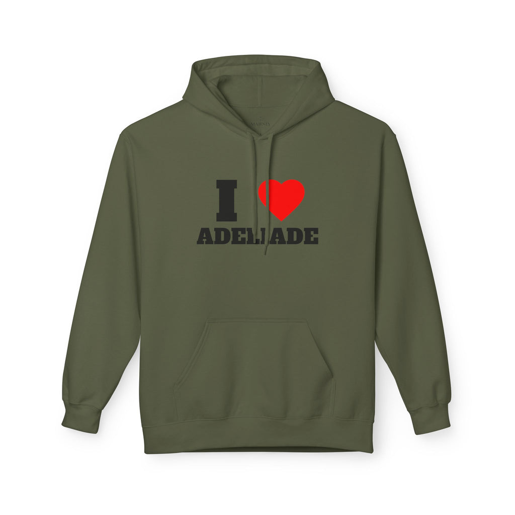 'I Love Adeliade' Unisex Softstyle Fleece Hoodie, Cozy Gift, Streetwear, Unique Fashion, Casual Wear, Lounge Essential