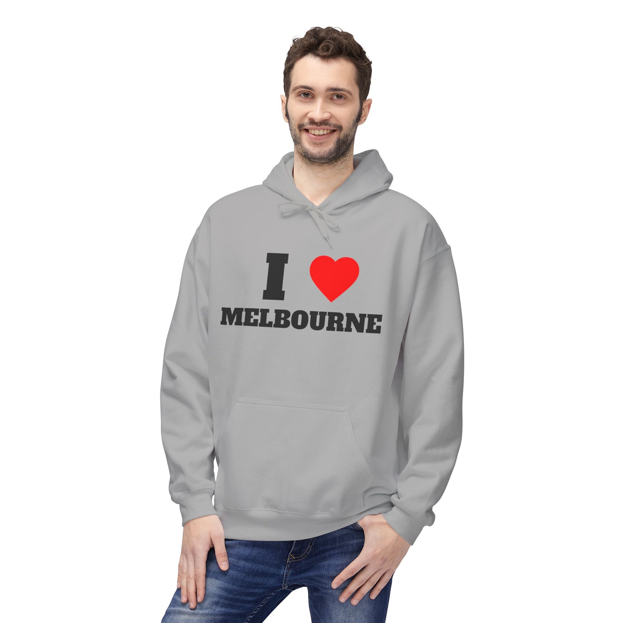 'I Love Melbourne' Unisex Softstyle Fleece Hoodie, Cozy Gift, Streetwear, Unique Fashion, Casual Wear, Lounge Essential