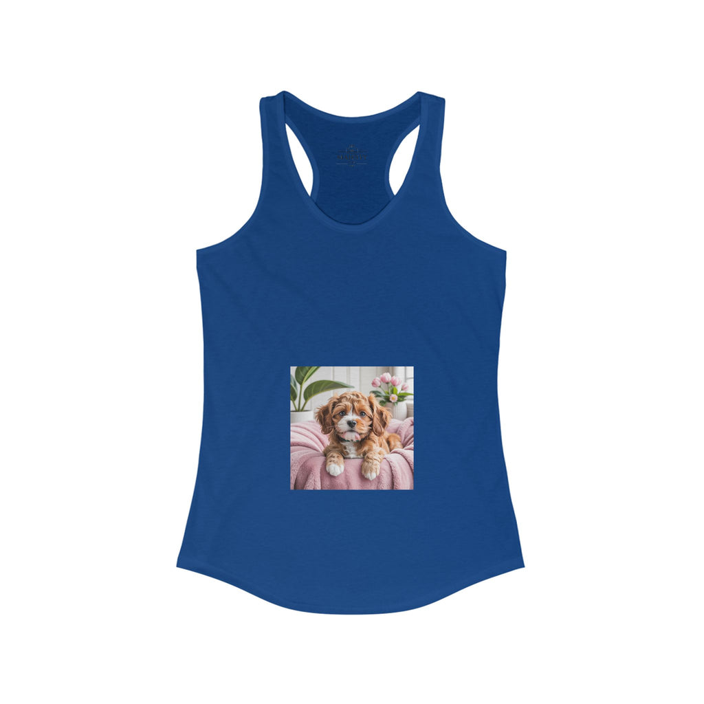 Cavoodle Dog Racerback Tank, Bohemian Style Top, Summer Attire, Casual Wear, Gift for Her, Festival Clothing