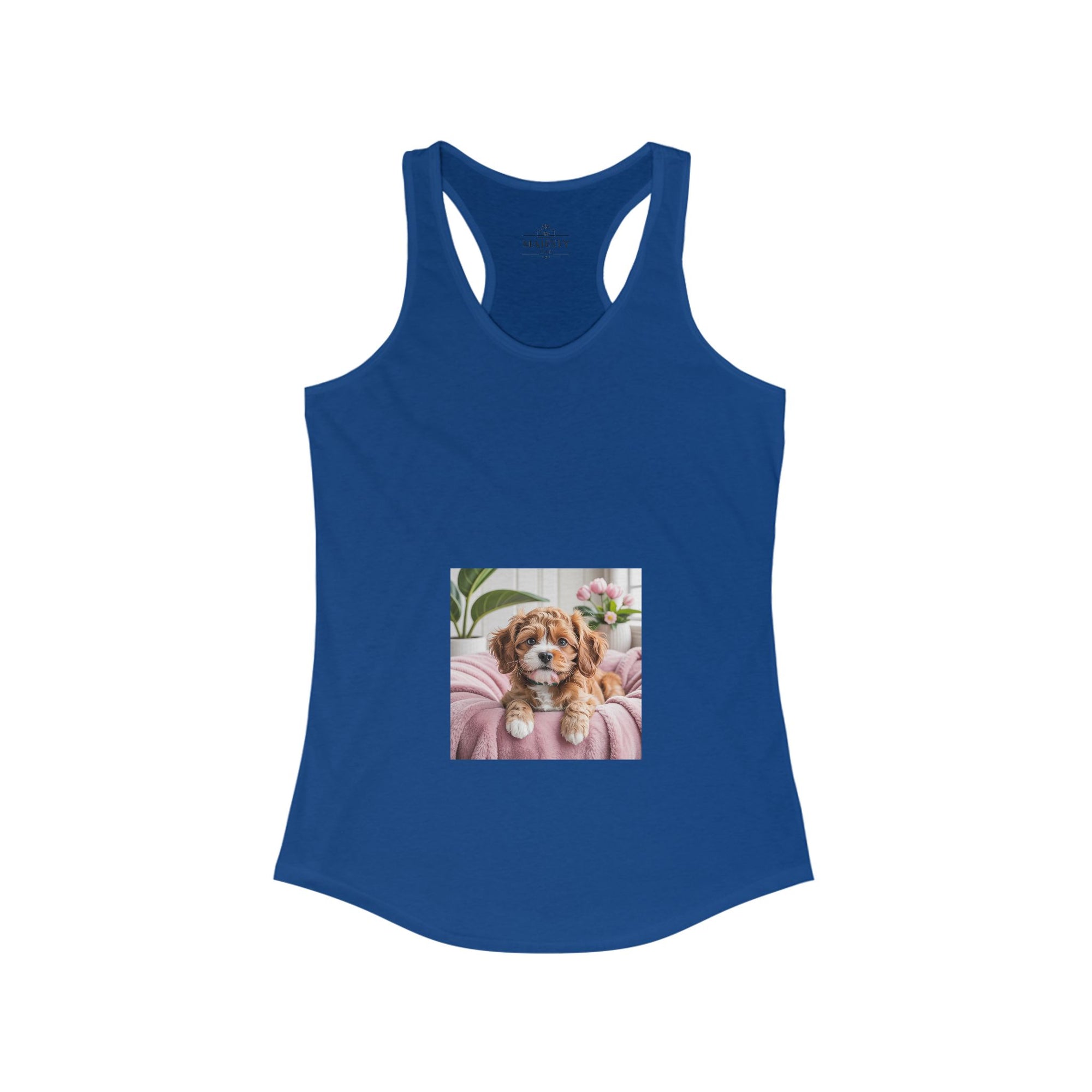 Cavoodle Dog Racerback Tank, Bohemian Style Top, Summer Attire, Casual Wear, Gift for Her, Festival Clothing