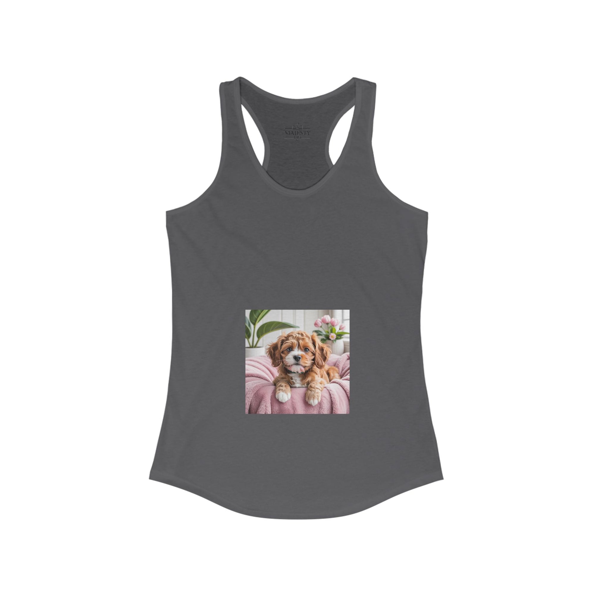 Cavoodle Dog Racerback Tank, Bohemian Style Top, Summer Attire, Casual Wear, Gift for Her, Festival Clothing