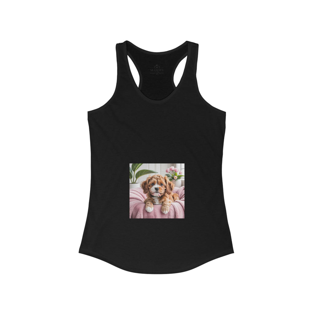 Cavoodle Dog Racerback Tank, Bohemian Style Top, Summer Attire, Casual Wear, Gift for Her, Festival Clothing