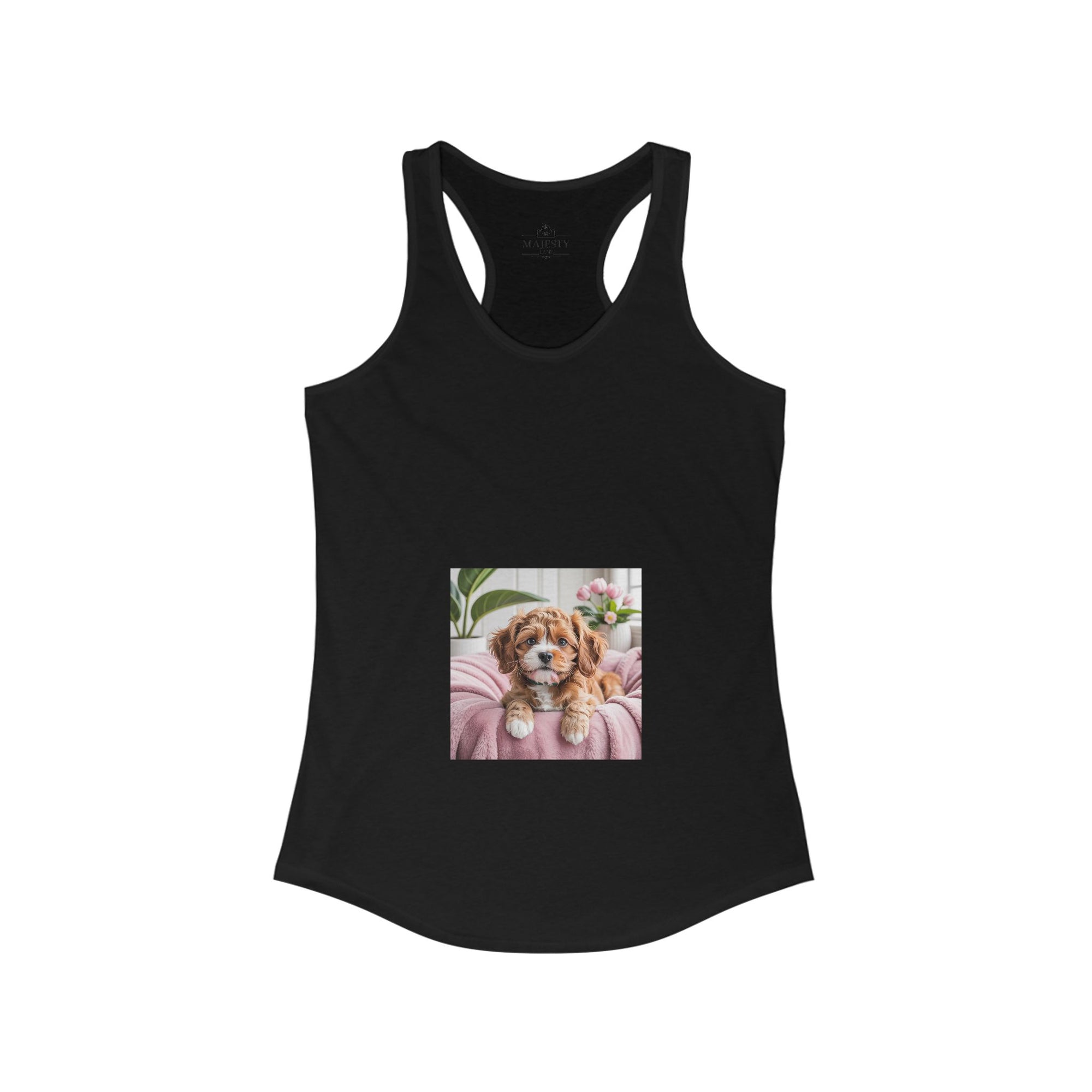 Cavoodle Dog Racerback Tank, Bohemian Style Top, Summer Attire, Casual Wear, Gift for Her, Festival Clothing