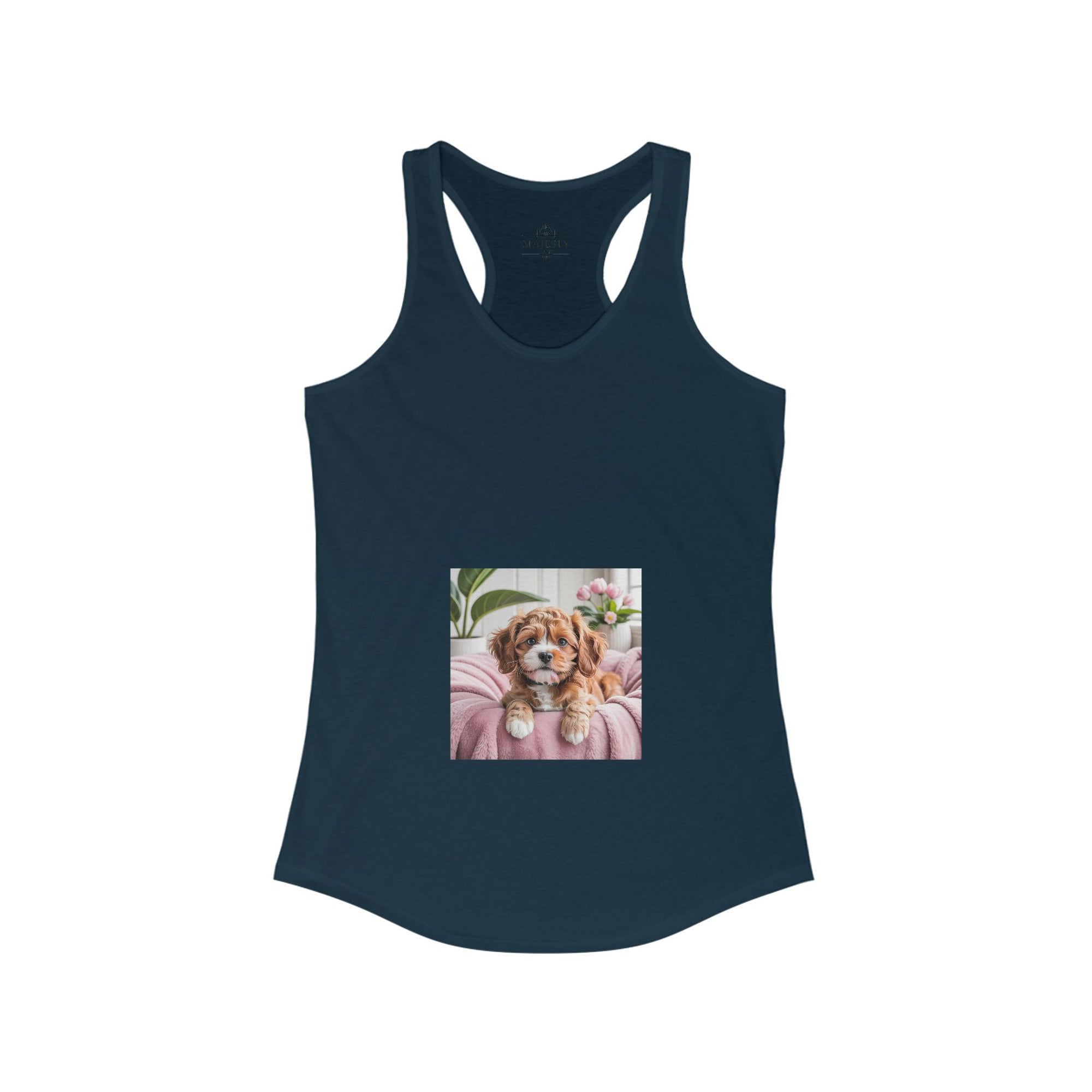 Cavoodle Dog Racerback Tank, Bohemian Style Top, Summer Attire, Casual Wear, Gift for Her, Festival Clothing
