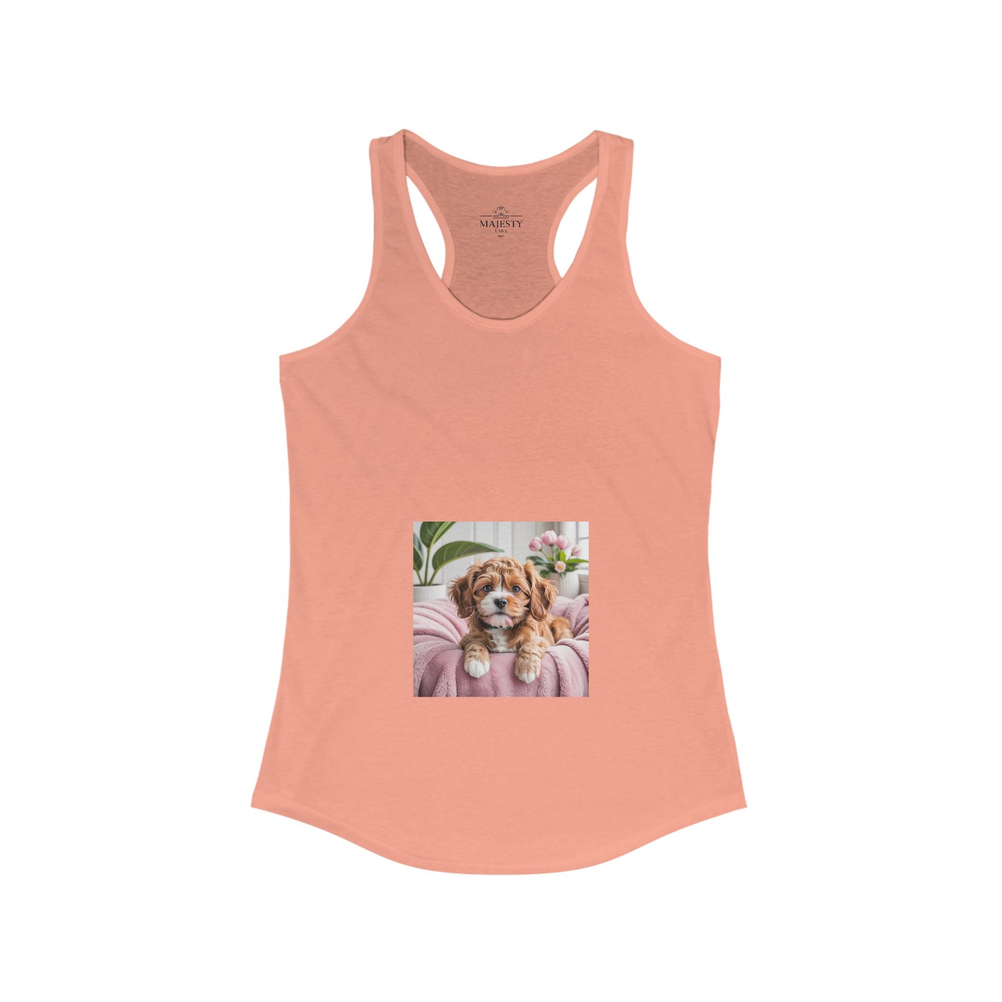 Cavoodle Dog Racerback Tank, Bohemian Style Top, Summer Attire, Casual Wear, Gift for Her, Festival Clothing
