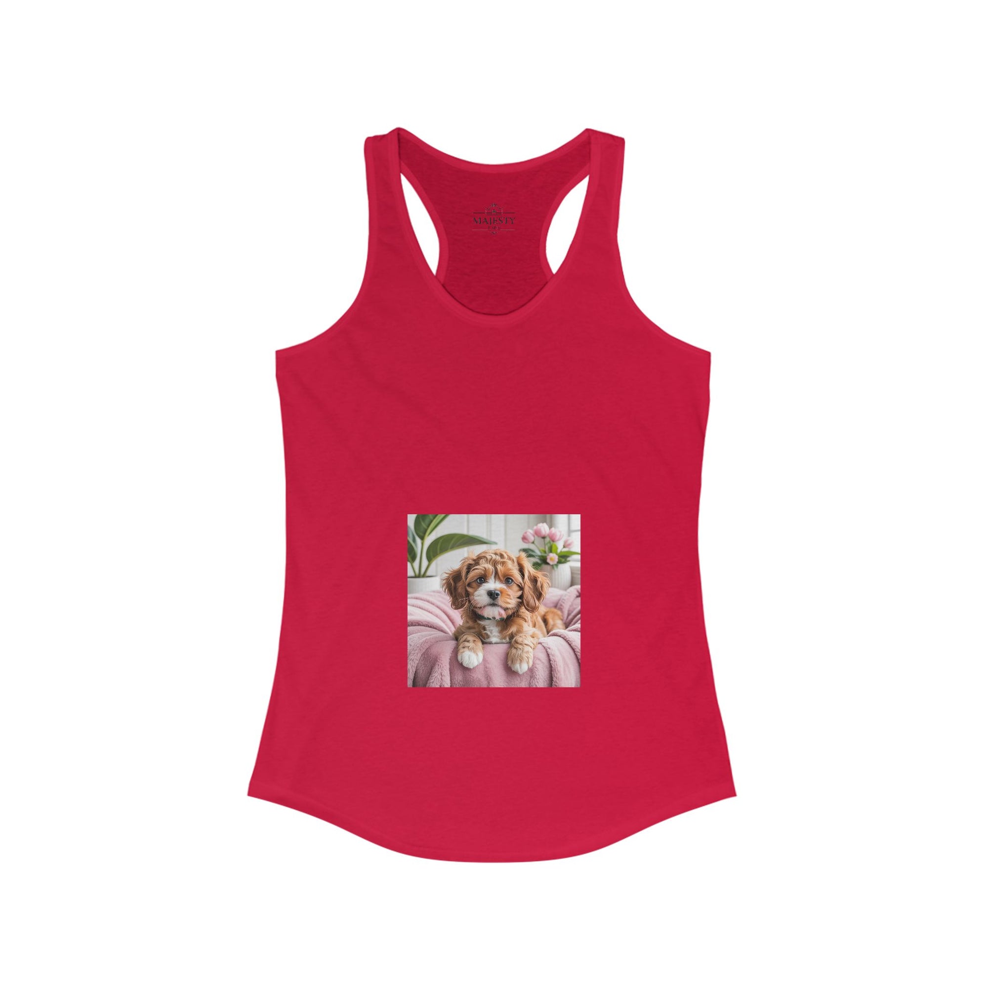 Cavoodle Dog Racerback Tank, Bohemian Style Top, Summer Attire, Casual Wear, Gift for Her, Festival Clothing