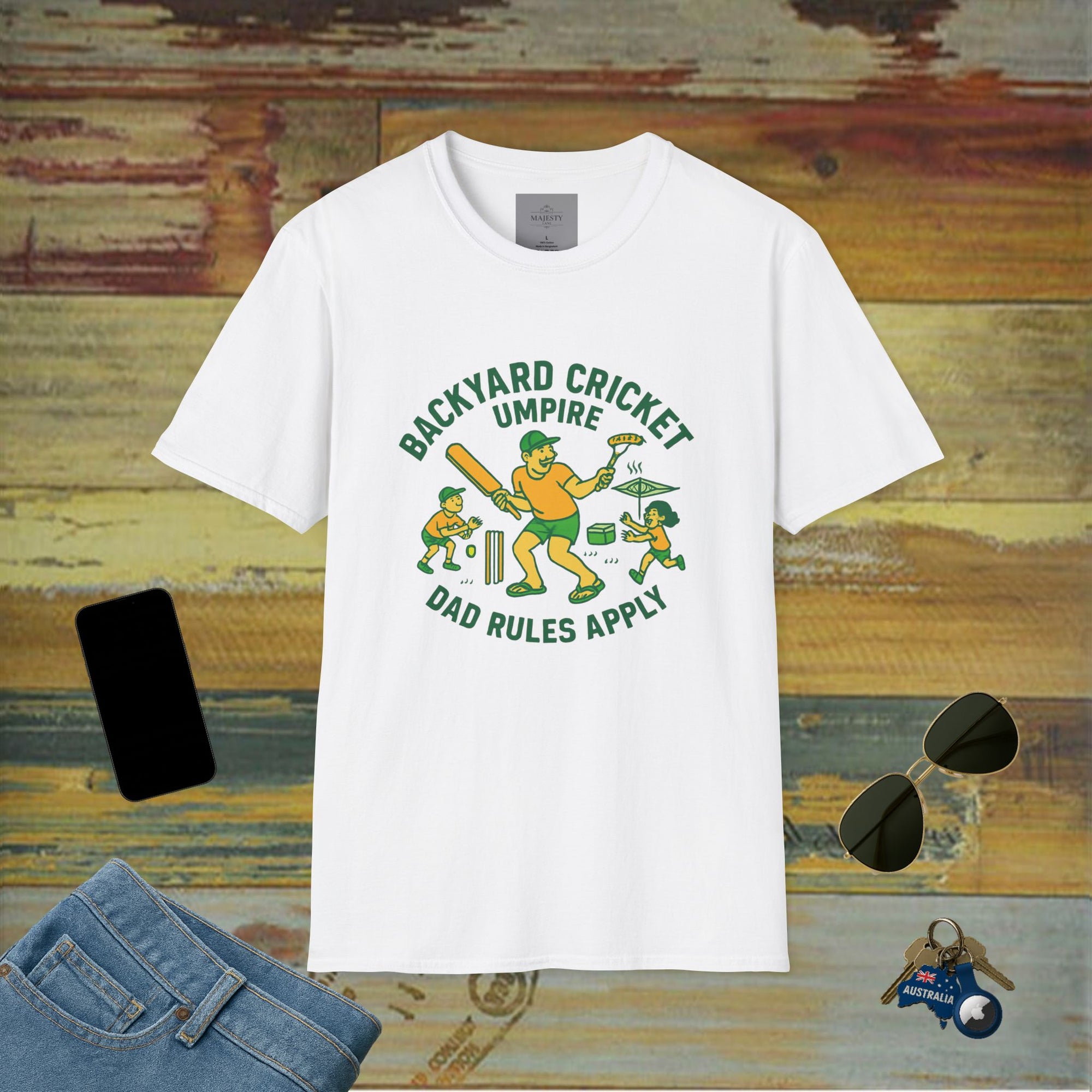 Backyard Cricket Umpire Dad T-Shirt, Softstyle Tee