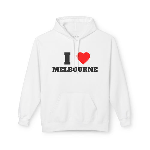 'I Love Melbourne' Unisex Softstyle Fleece Hoodie, Cozy Gift, Streetwear, Unique Fashion, Casual Wear, Lounge Essential