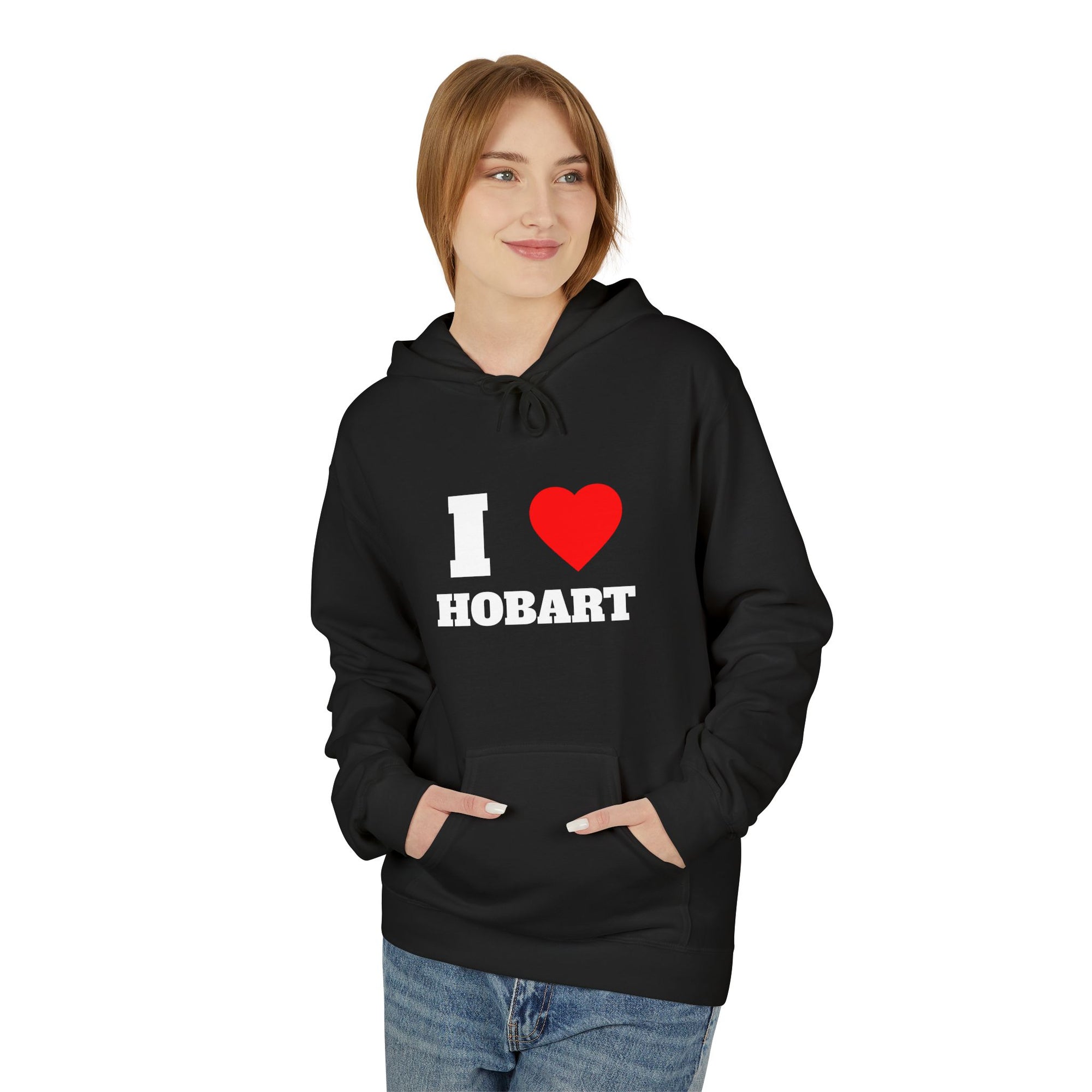 'I Love Hobart' Unisex Softstyle Fleece Hoodie, Cozy Gift, Streetwear, Unique Fashion, Casual Wear, Lounge Essential