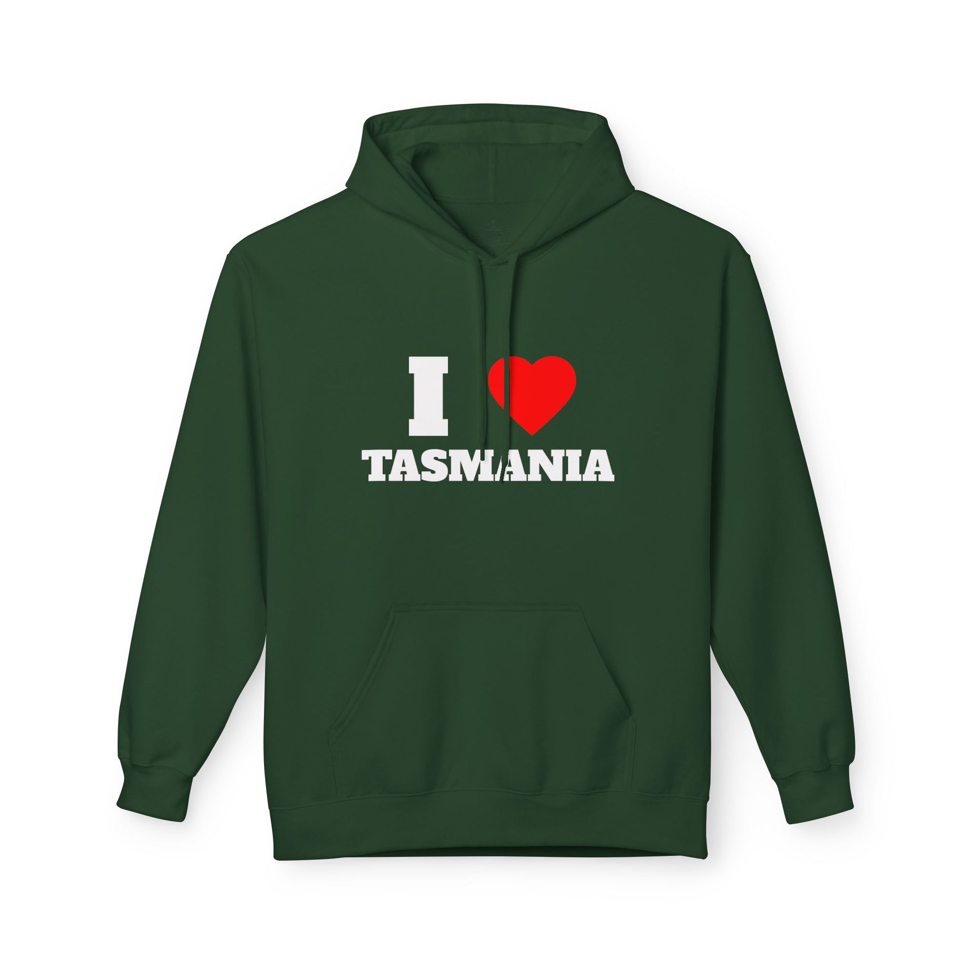 'I Love Tasmania' Unisex Softstyle Fleece Hoodie, Cozy Gift, Streetwear, Unique Fashion, Casual Wear, Lounge Essential