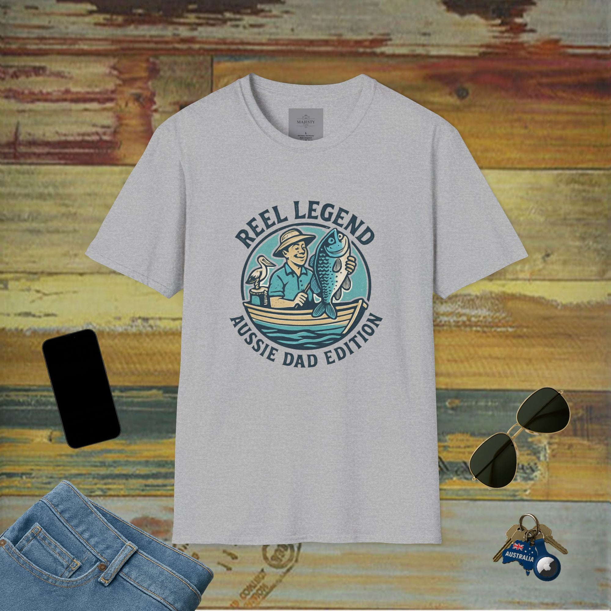 Reel Legend Aussie Dad Can't Fix T-Shirt, Softstyle Tee