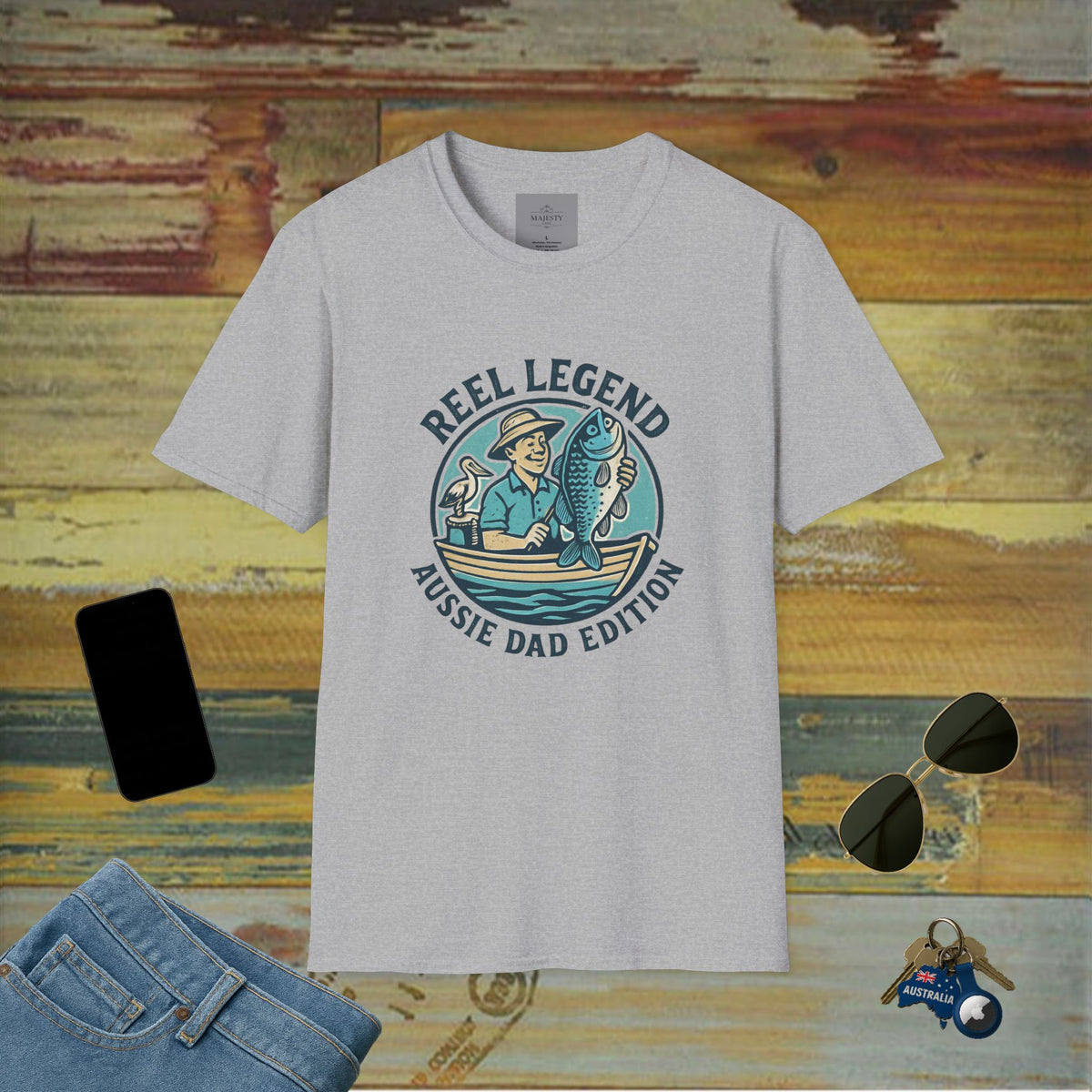 Reel Legend Aussie Dad Can't Fix T-Shirt, Softstyle Tee