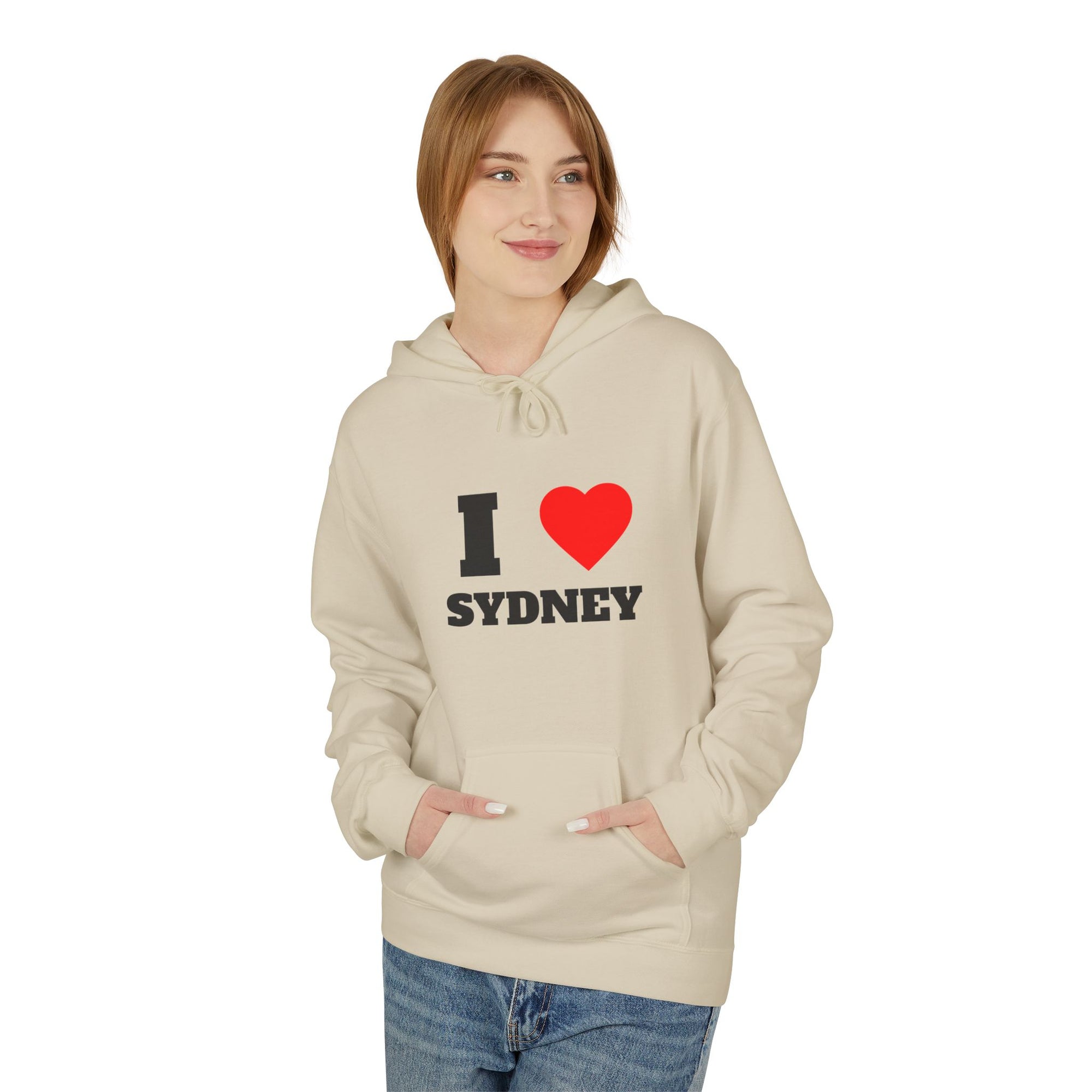 'I Love Sydney' Unisex Softstyle Fleece Hoodie, Cozy Gift, Streetwear, Unique Fashion, Casual Wear, Lounge Essential