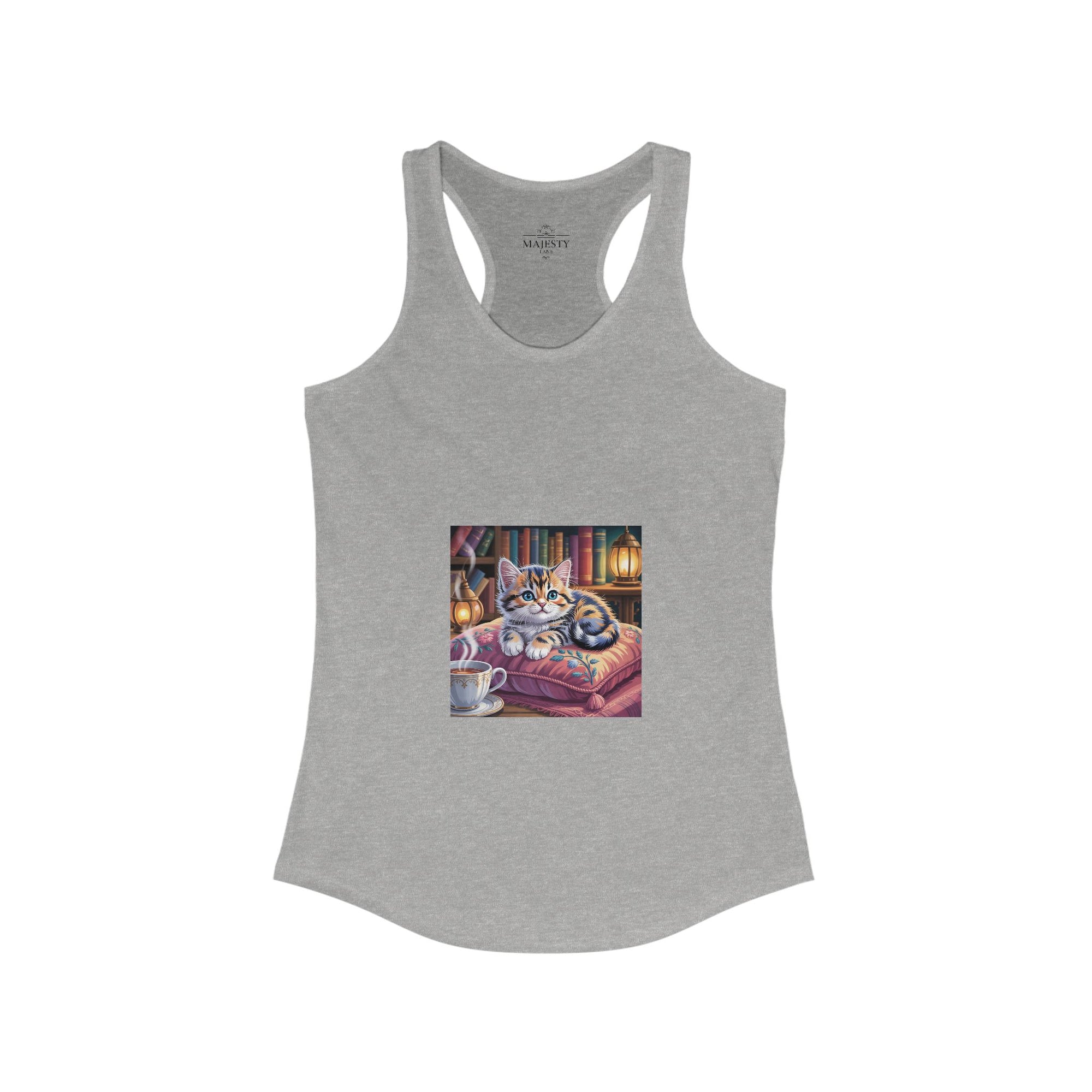 Cutie Cat Racerback Tank, Bohemian Style Top, Summer Attire, Casual Wear, Gift for Her, Festival Clothing