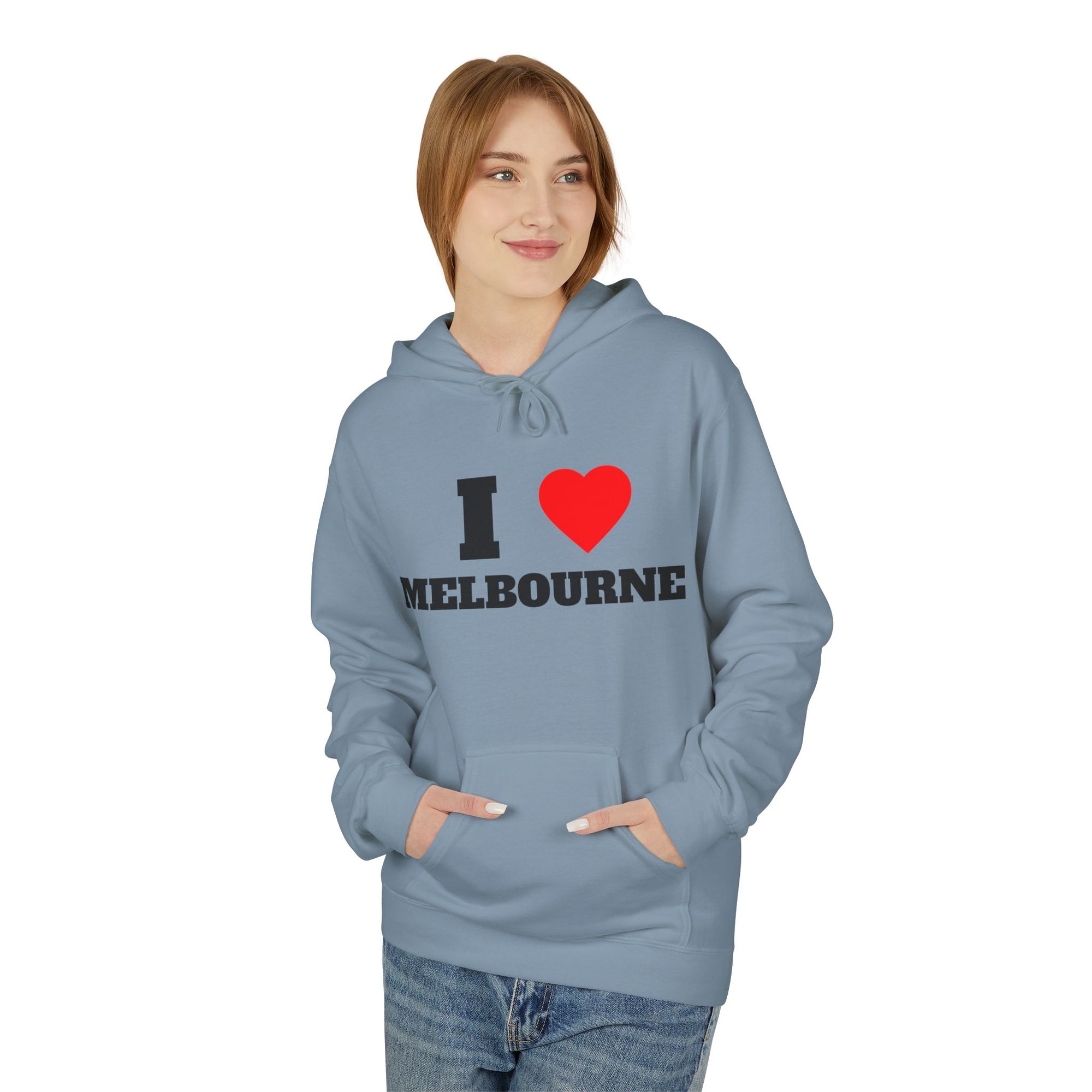 'I Love Melbourne' Unisex Softstyle Fleece Hoodie, Cozy Gift, Streetwear, Unique Fashion, Casual Wear, Lounge Essential