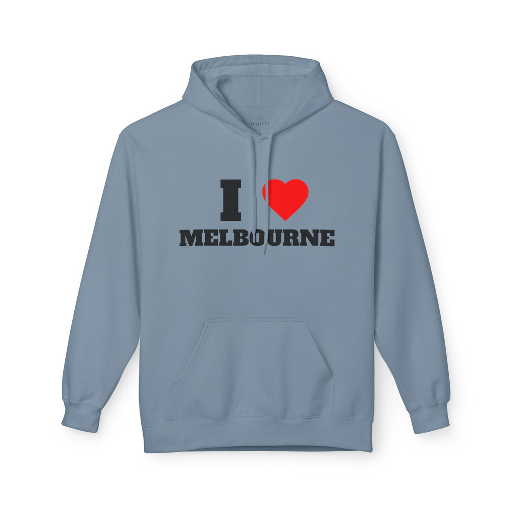 'I Love Melbourne' Unisex Softstyle Fleece Hoodie, Cozy Gift, Streetwear, Unique Fashion, Casual Wear, Lounge Essential