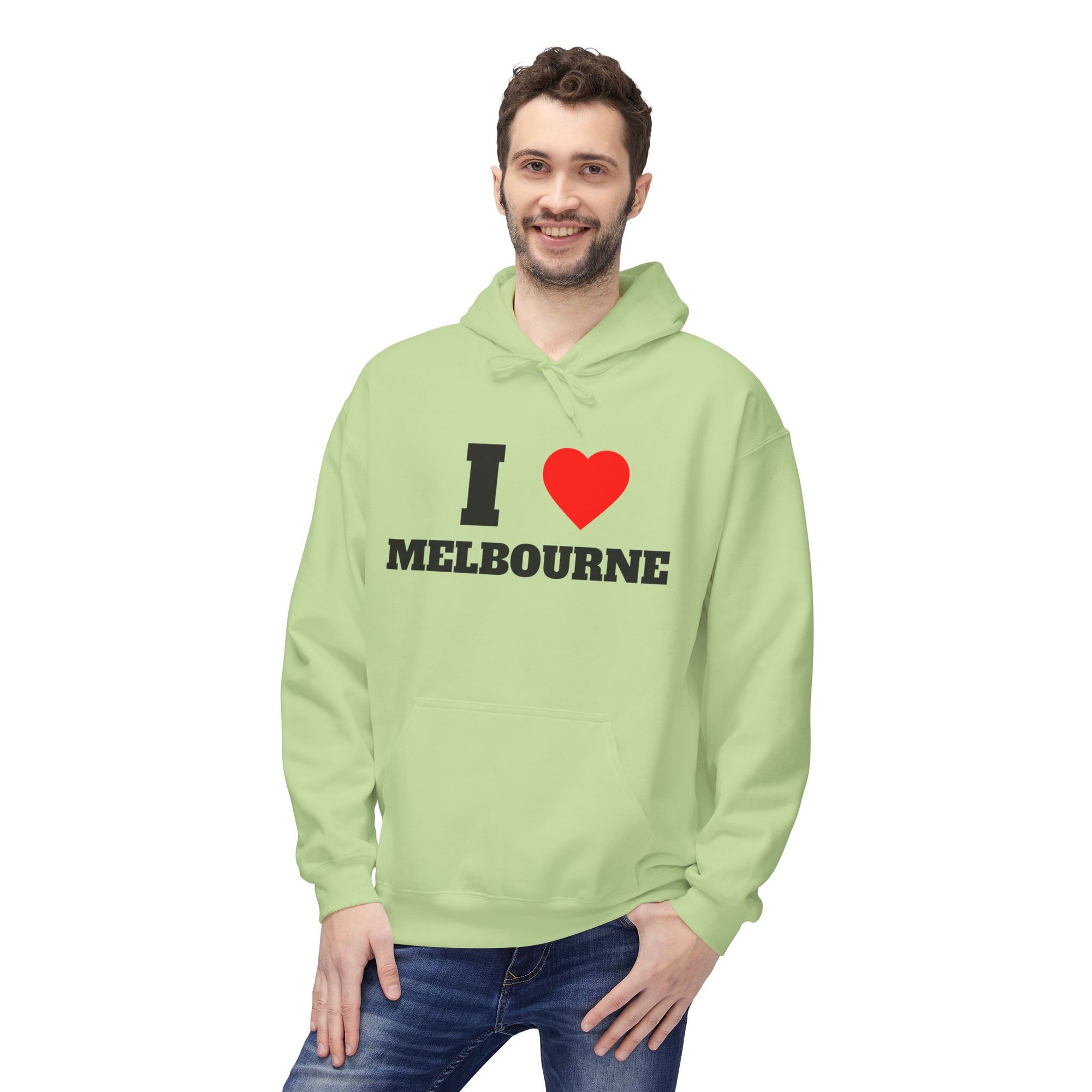 'I Love Melbourne' Unisex Softstyle Fleece Hoodie, Cozy Gift, Streetwear, Unique Fashion, Casual Wear, Lounge Essential