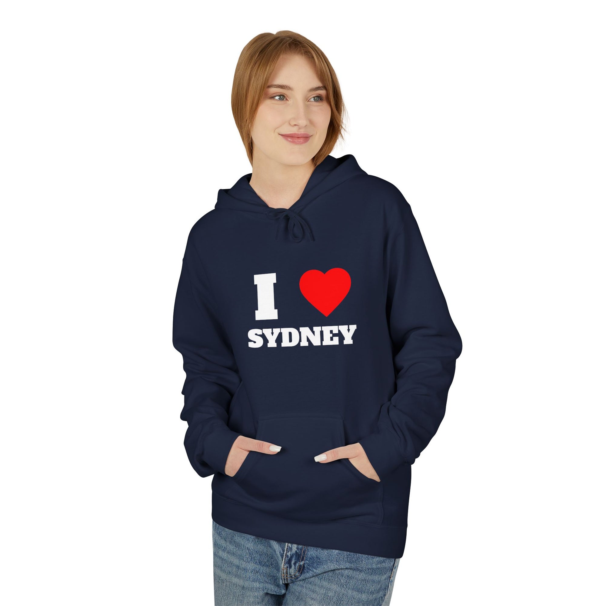 'I Love Sydney' Unisex Softstyle Fleece Hoodie, Cozy Gift, Streetwear, Unique Fashion, Casual Wear, Lounge Essential