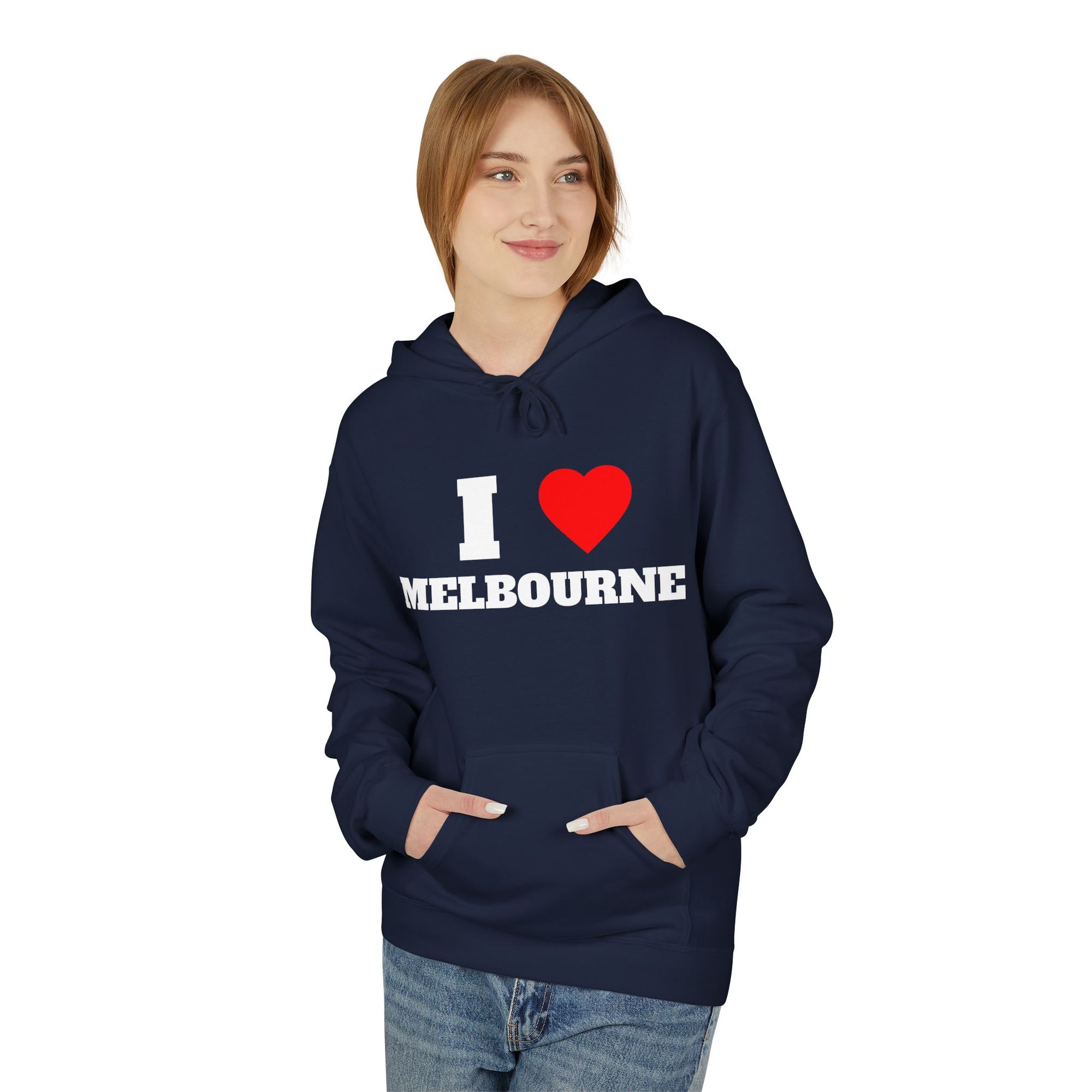 'I Love Melbourne' Unisex Softstyle Fleece Hoodie, Cozy Gift, Streetwear, Unique Fashion, Casual Wear, Lounge Essential