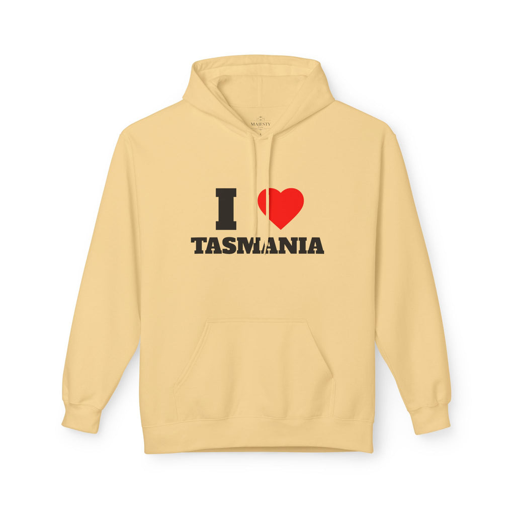 'I Love Tasmania' Unisex Softstyle Fleece Hoodie, Cozy Gift, Streetwear, Unique Fashion, Casual Wear, Lounge Essential