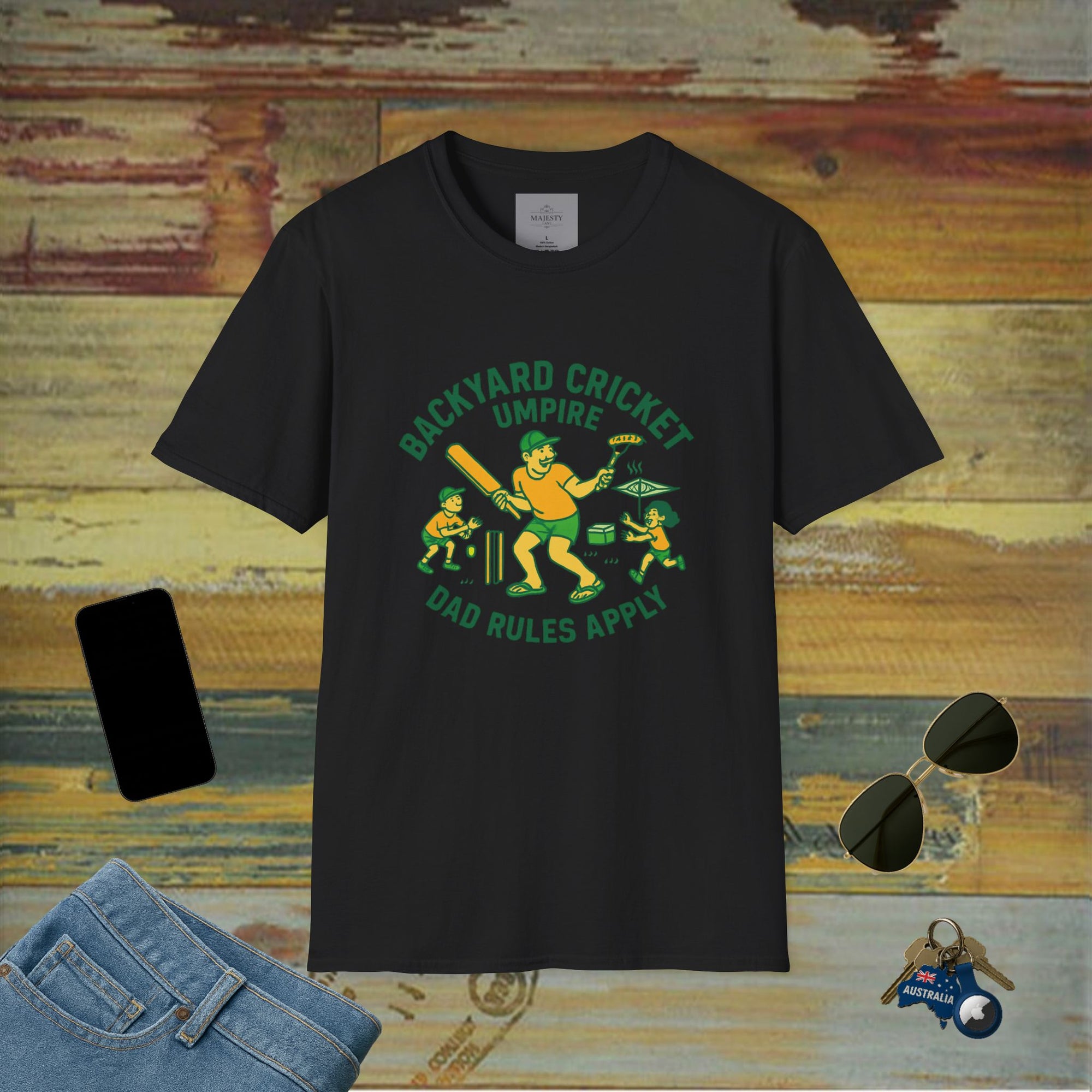 Backyard Cricket Umpire Dad T-Shirt, Softstyle Tee