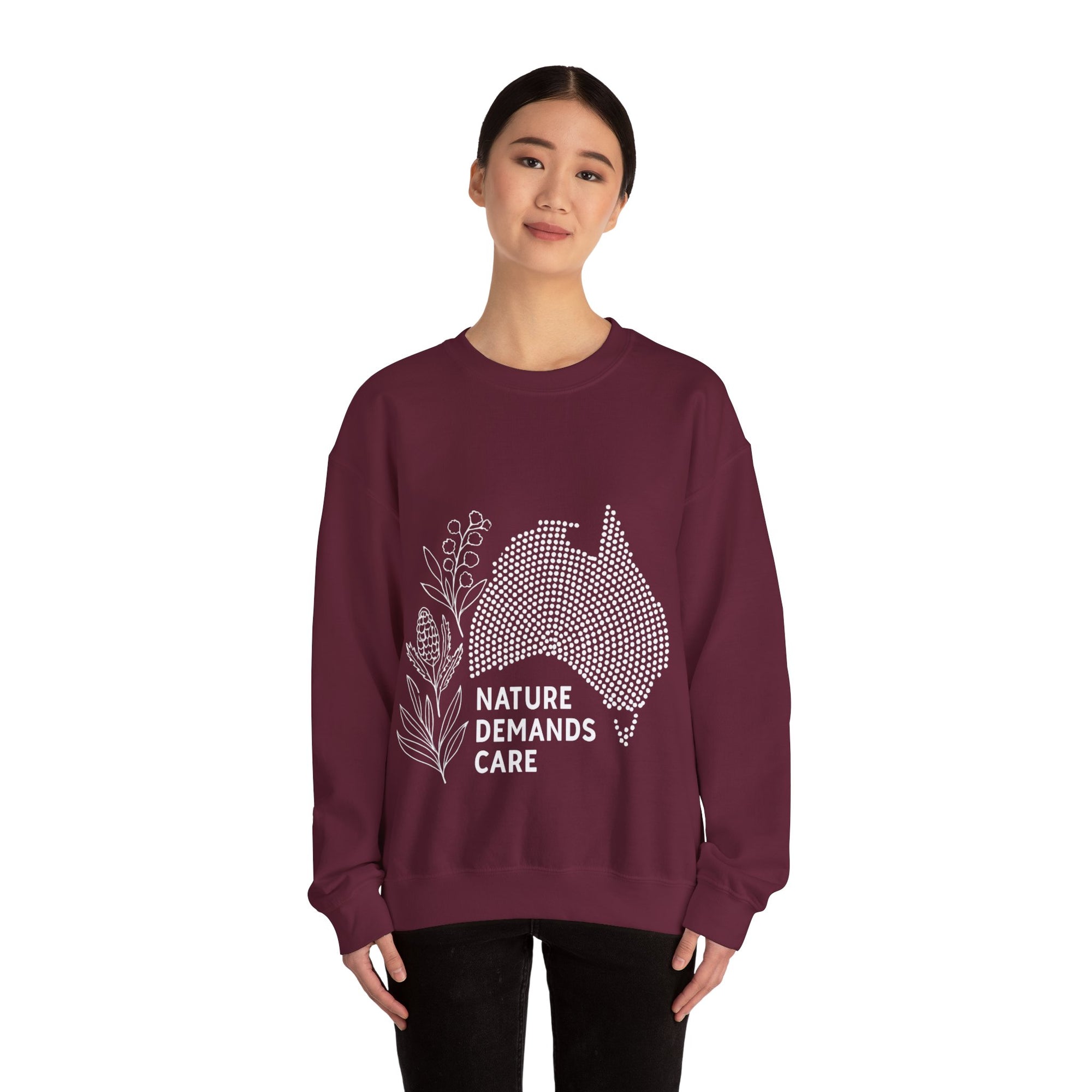 Nature Demands Care Unisex Crewneck Sweatshirt | Cozy Gift for Travelers, Fashion Lovers, Tasmania Souvenir, Comfortable Sweatshirt, [...]