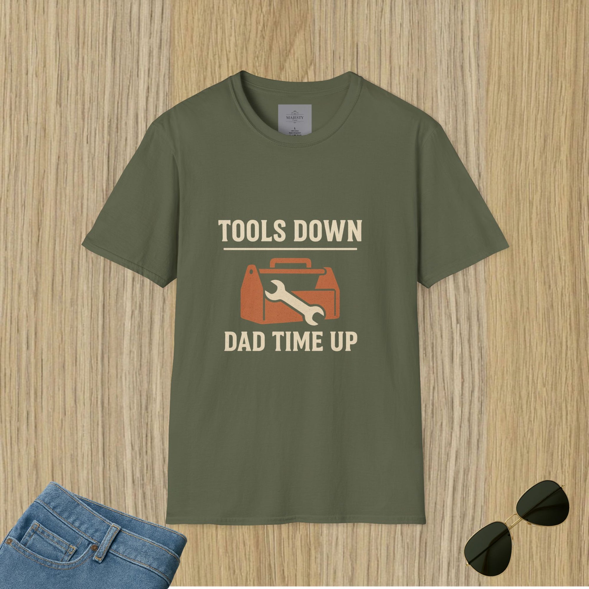 Tools Down Dad Time Up T-Shirt, Softstyle Tee