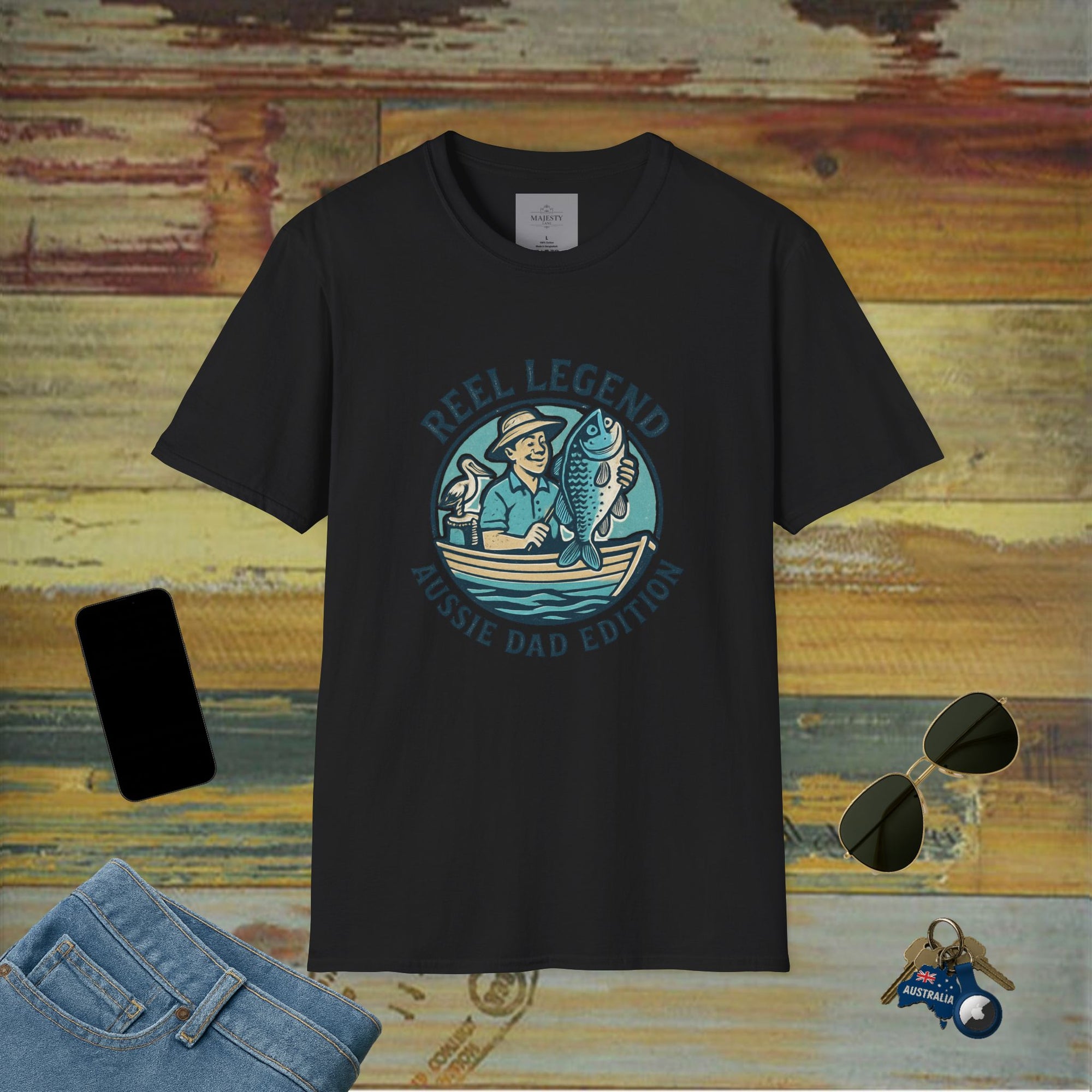 Reel Legend Aussie Dad Can't Fix T-Shirt, Softstyle Tee