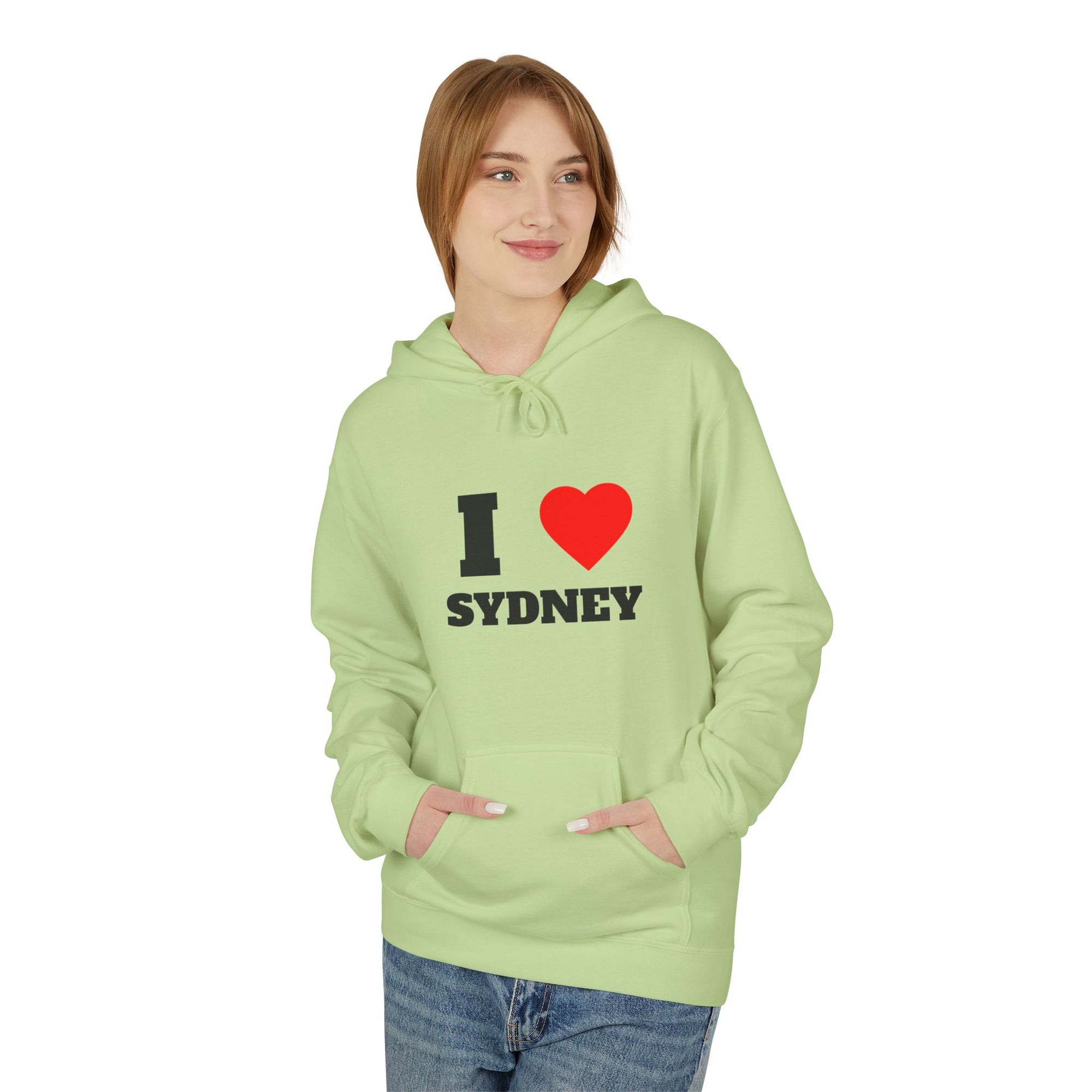 'I Love Sydney' Unisex Softstyle Fleece Hoodie, Cozy Gift, Streetwear, Unique Fashion, Casual Wear, Lounge Essential