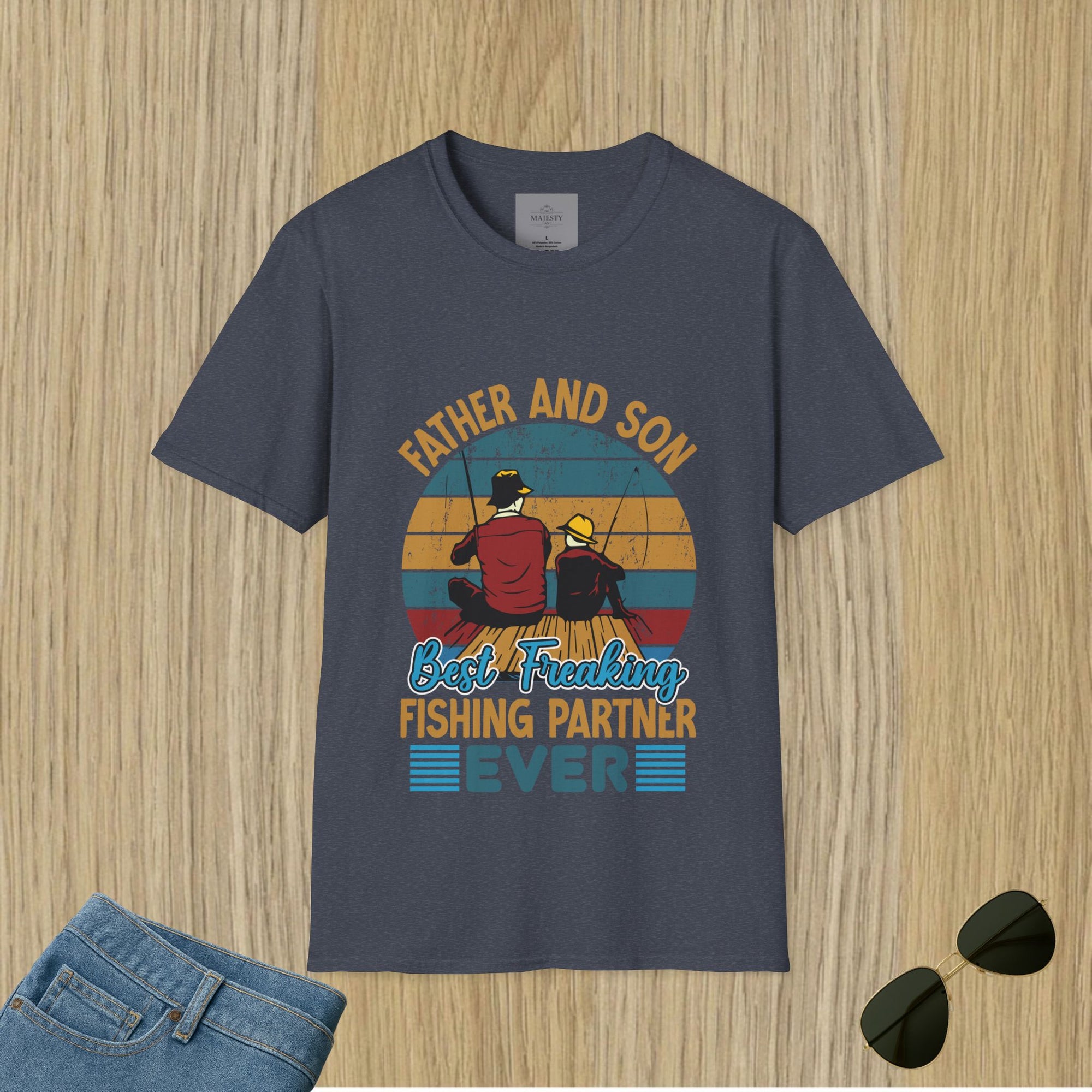 Father and Son Fishing Unisex T-Shirt, Softstyle Tee