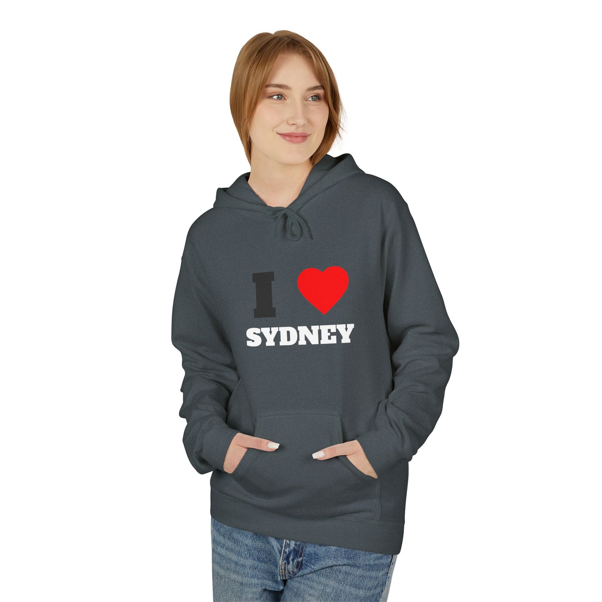 'I Love Sydney' Unisex Softstyle Fleece Hoodie, Cozy Gift, Streetwear, Unique Fashion, Casual Wear, Lounge Essential