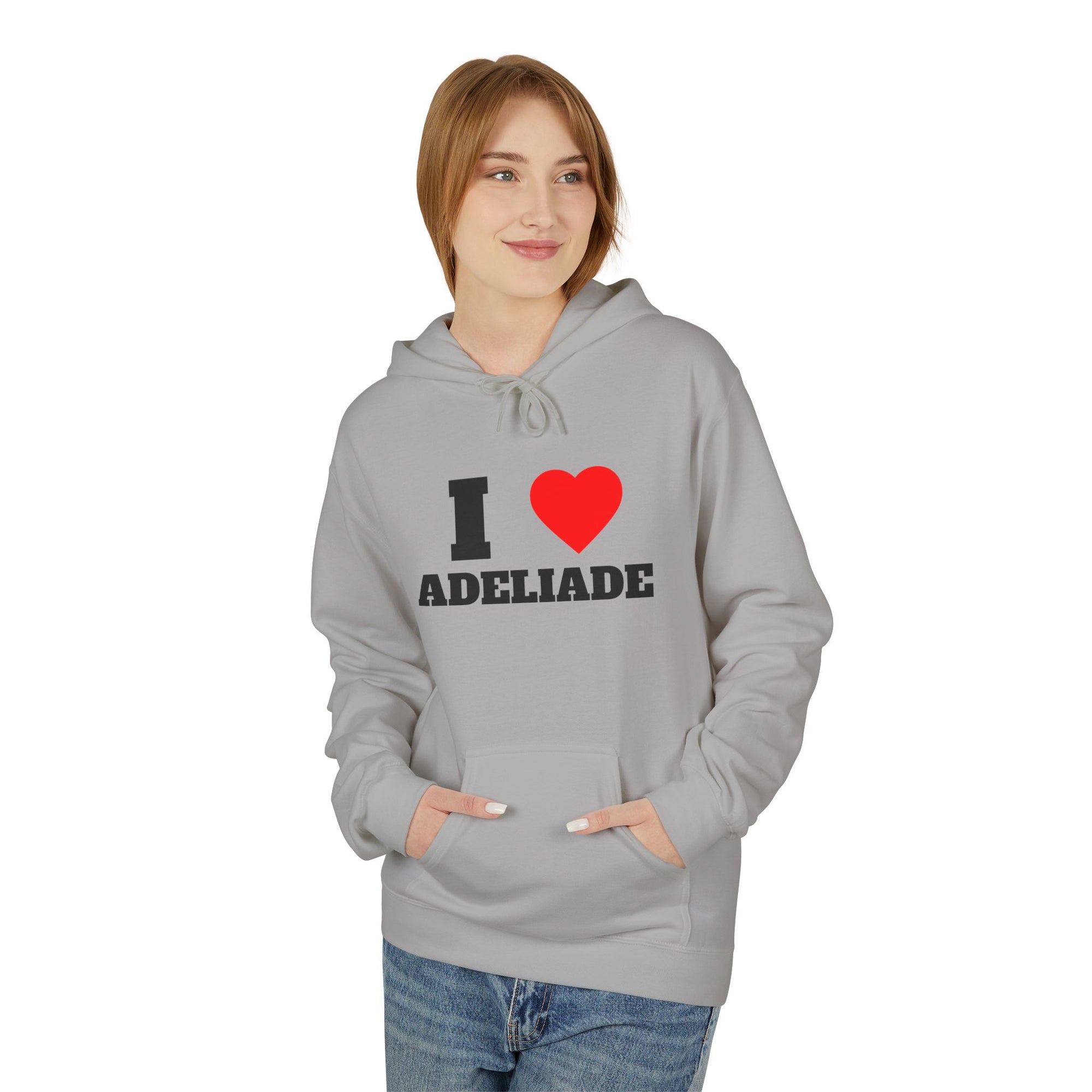 'I Love Adeliade' Unisex Softstyle Fleece Hoodie, Cozy Gift, Streetwear, Unique Fashion, Casual Wear, Lounge Essential