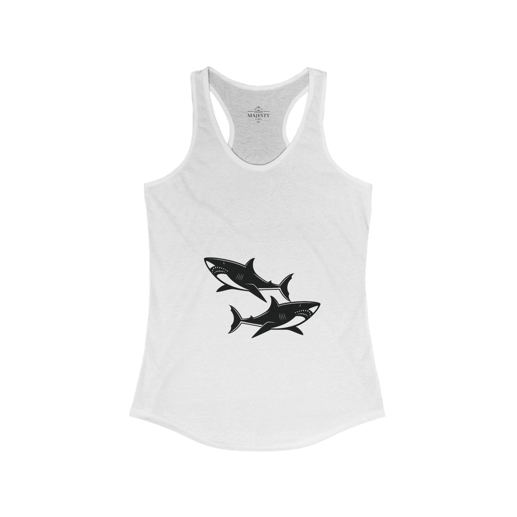 Sharks Racerback Tank, Bohemian Style Top, Summer Attire, Casual Wear, Gift for Her, Festival Clothing