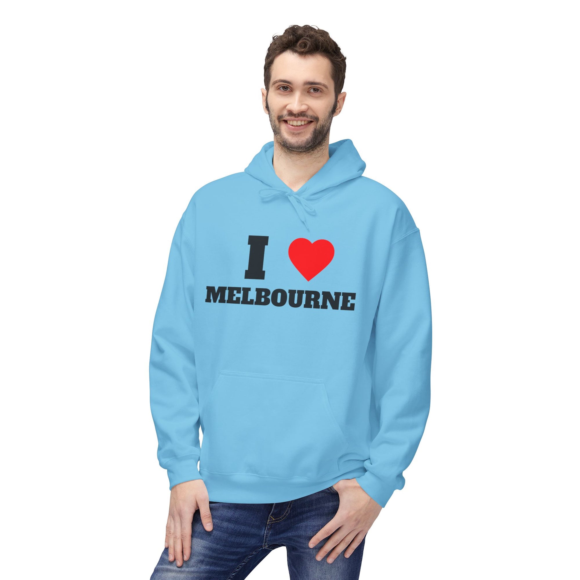 'I Love Melbourne' Unisex Softstyle Fleece Hoodie, Cozy Gift, Streetwear, Unique Fashion, Casual Wear, Lounge Essential
